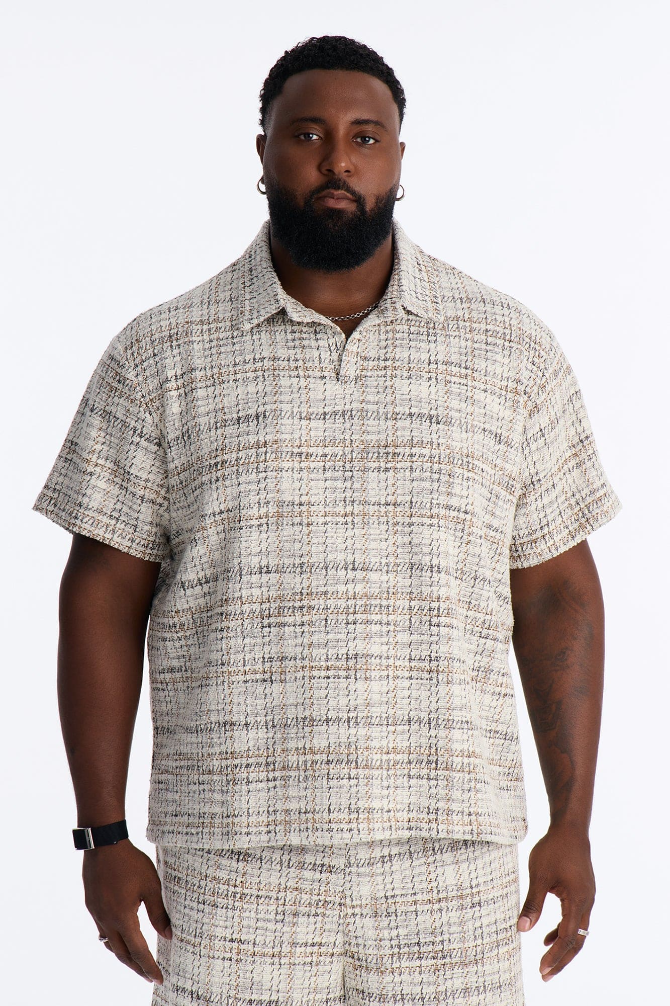 Rodeo Boucle Johnny Collar Polo - Cream/combo