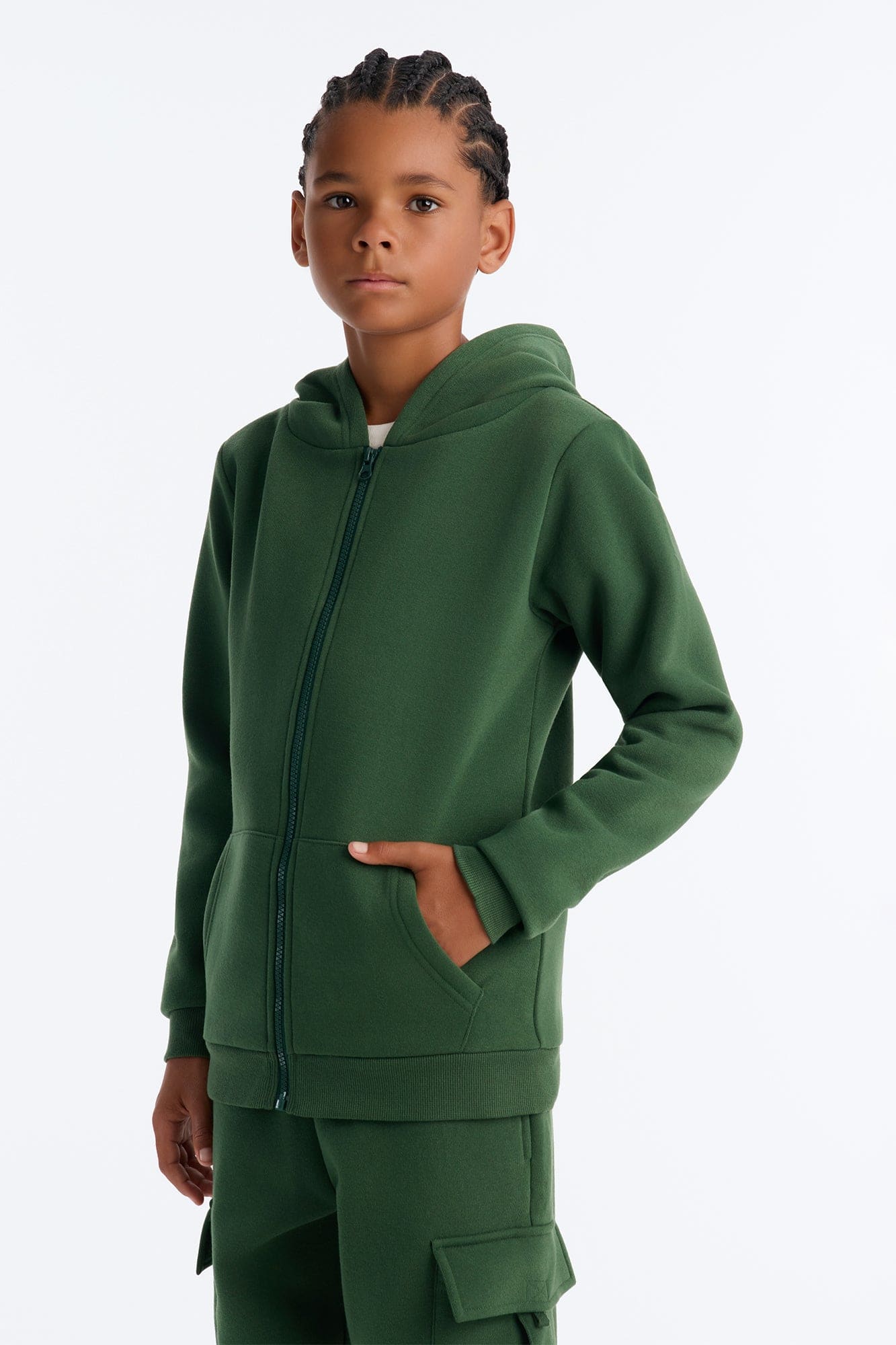 Mini Confidence Is Key Fleece Zip Hoodie - Olive