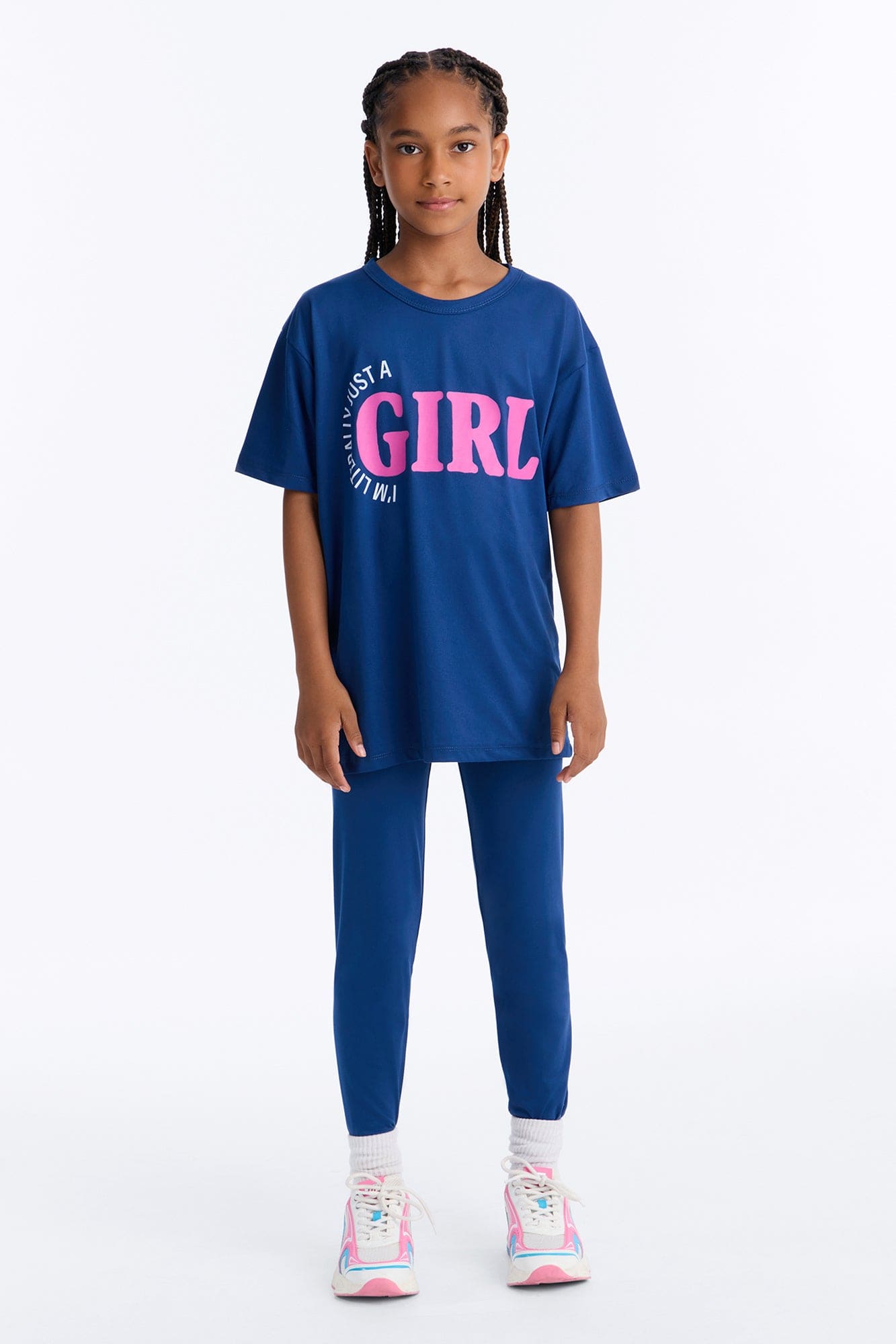 Mini I'm Literally Just A Girl Legging Set - Navy
