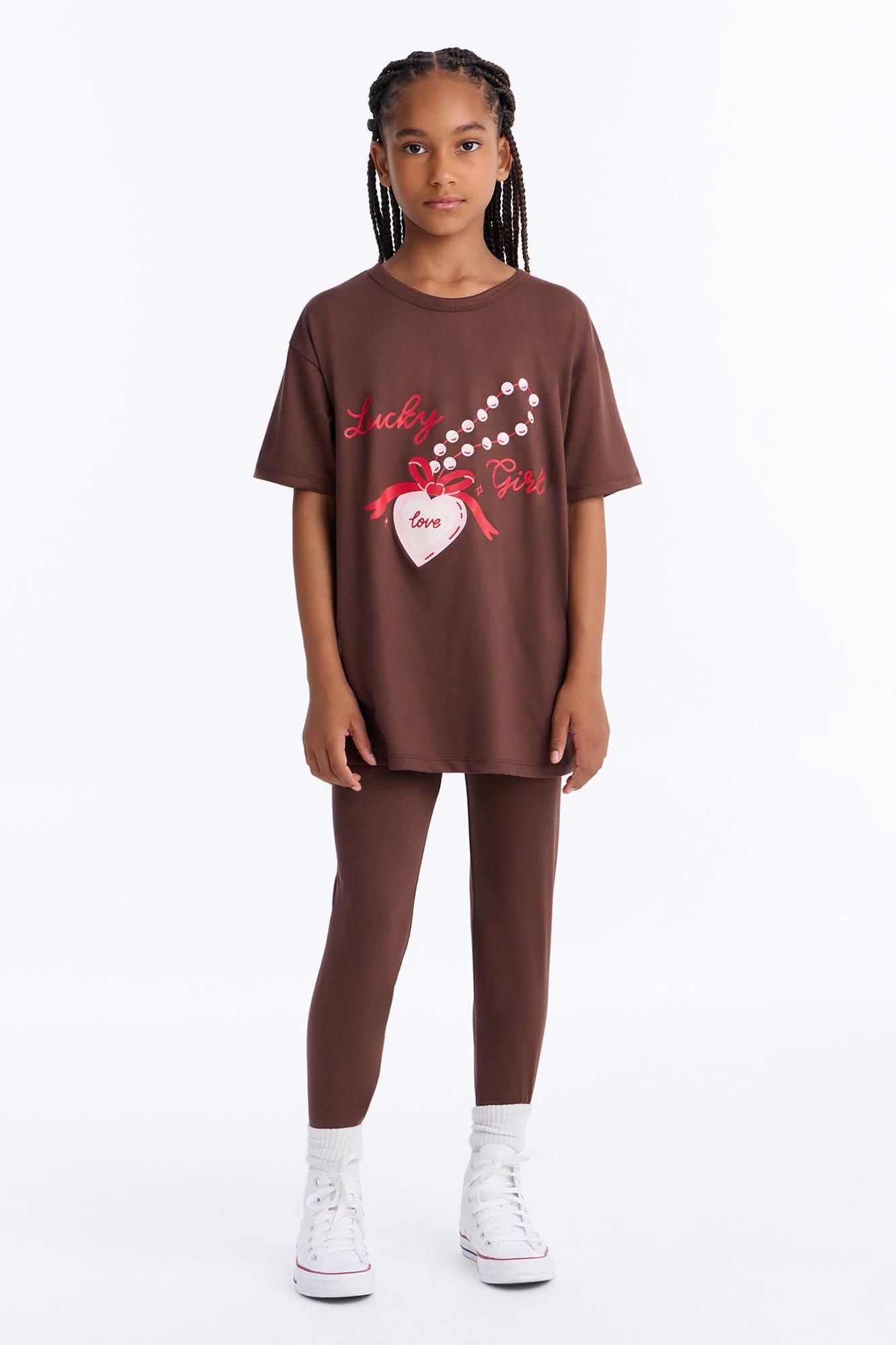 Mini Lucky Girl Legging Set - Brown