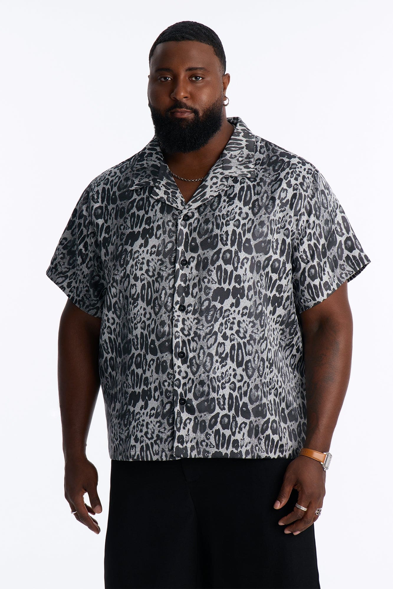Night Prowl Relaxed Cuban Collar Shirt - Grey/combo