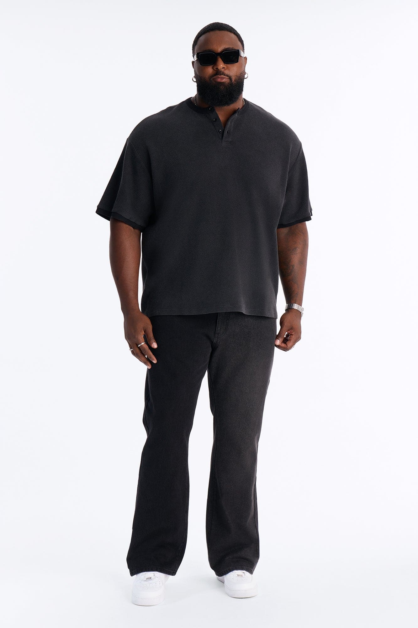 Straight Flare Shadow Shaded Jean - Black Wash