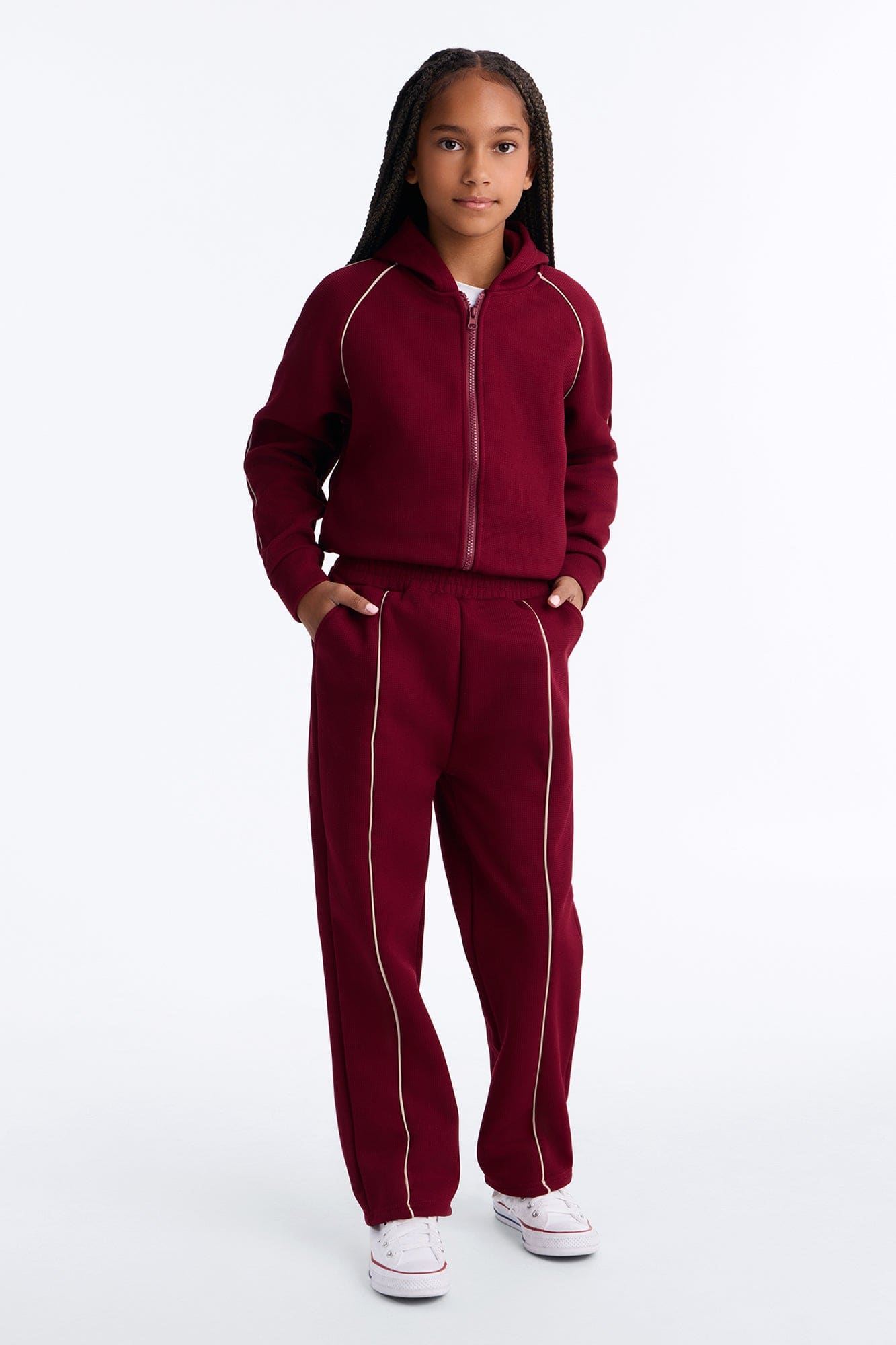 Mini Always On The Grind Pant Set - Burgundy