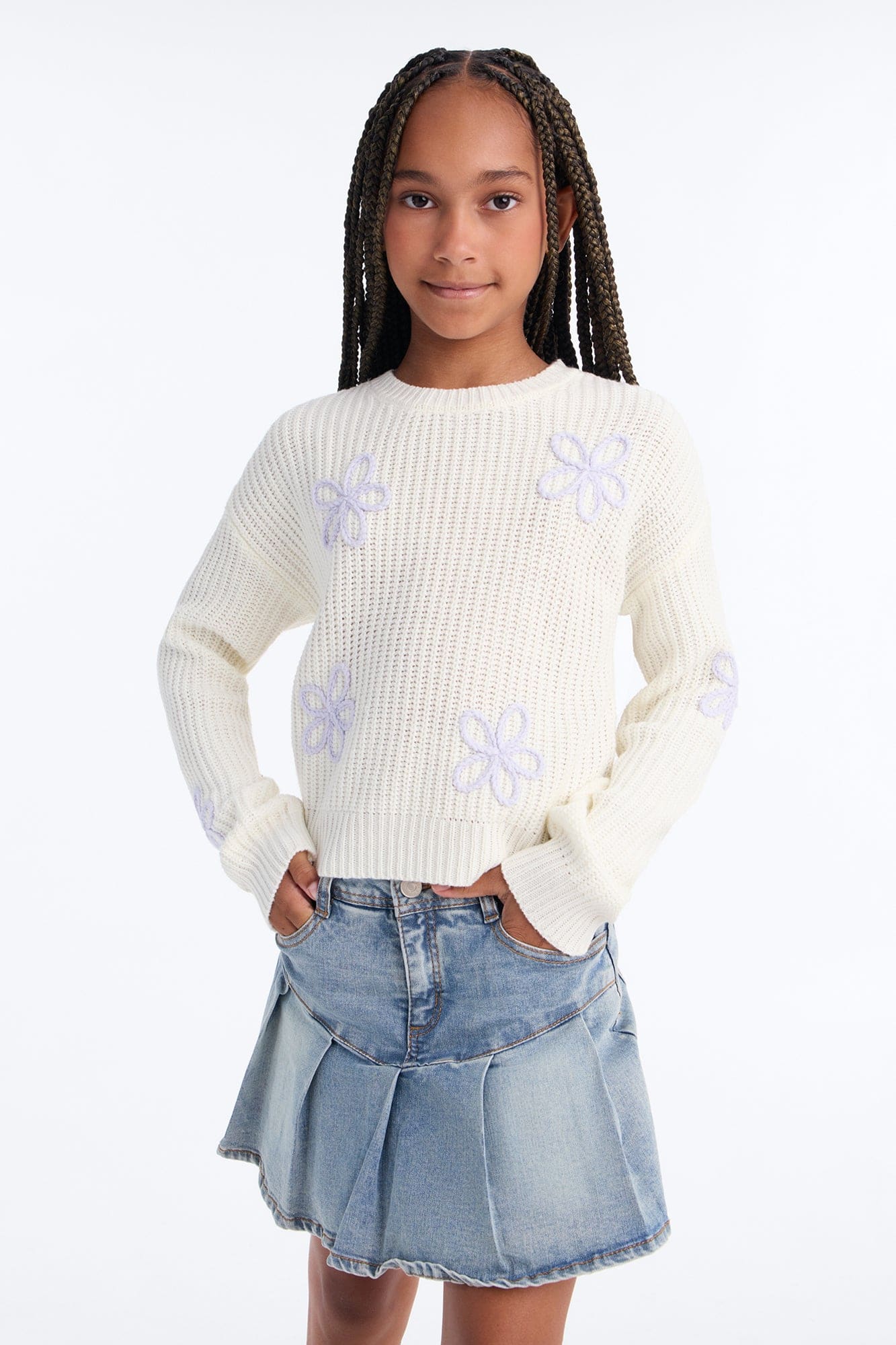 Mini Brilliant Bouquet Pullover Sweater - Ivory