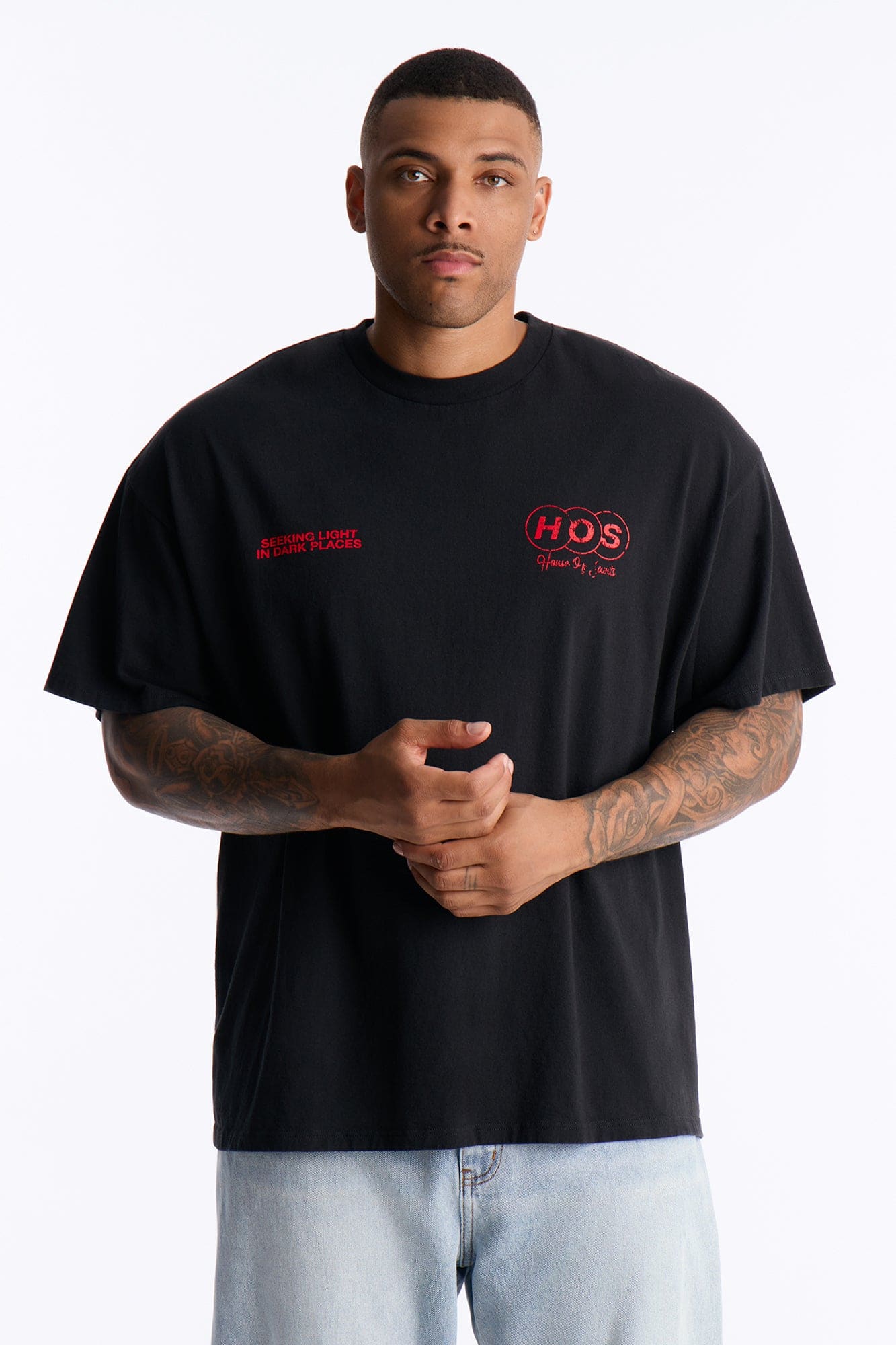 House Of Saints Vintage Oversized Short Sleeve Tee - Black