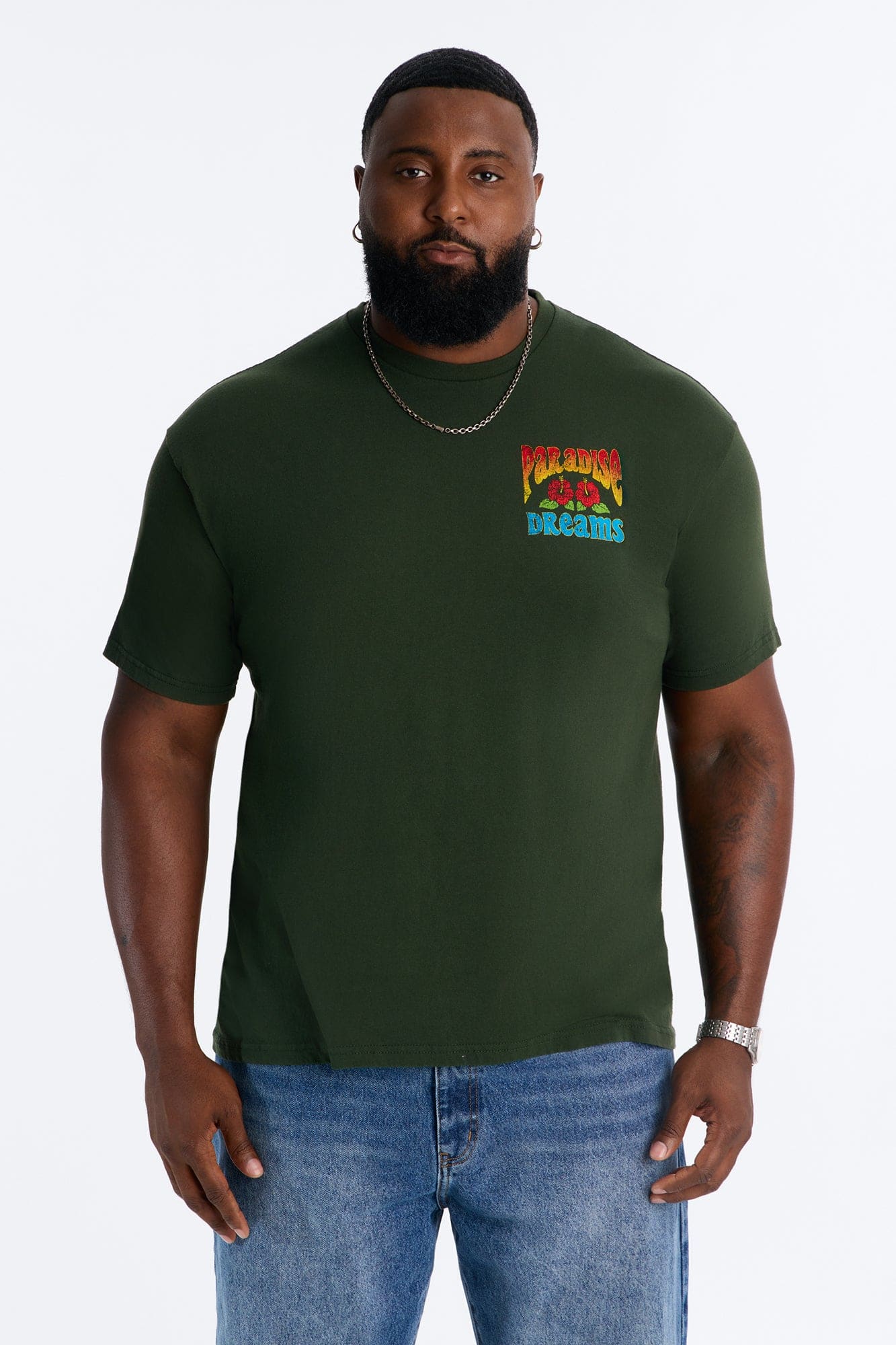 Paradise Dreams Vintage Oversized Short Sleeve Tee - Green