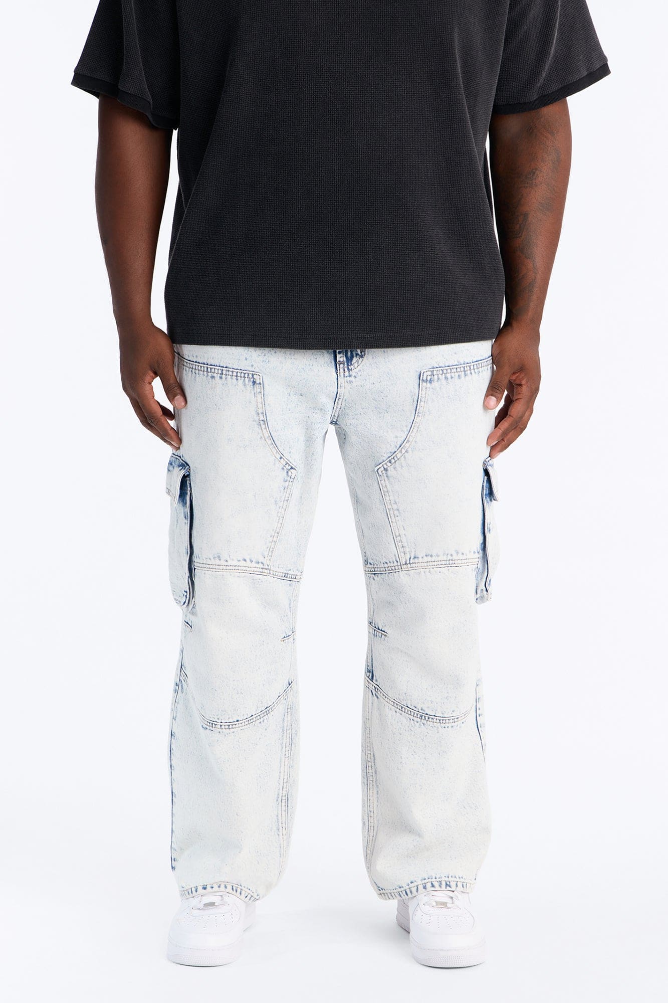 Micah Baggy Moto Jeans - Light Wash