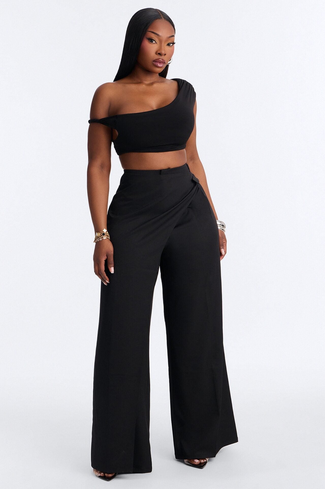 Tailored Touch Wrap Front Trouser 33″ - Black image 1