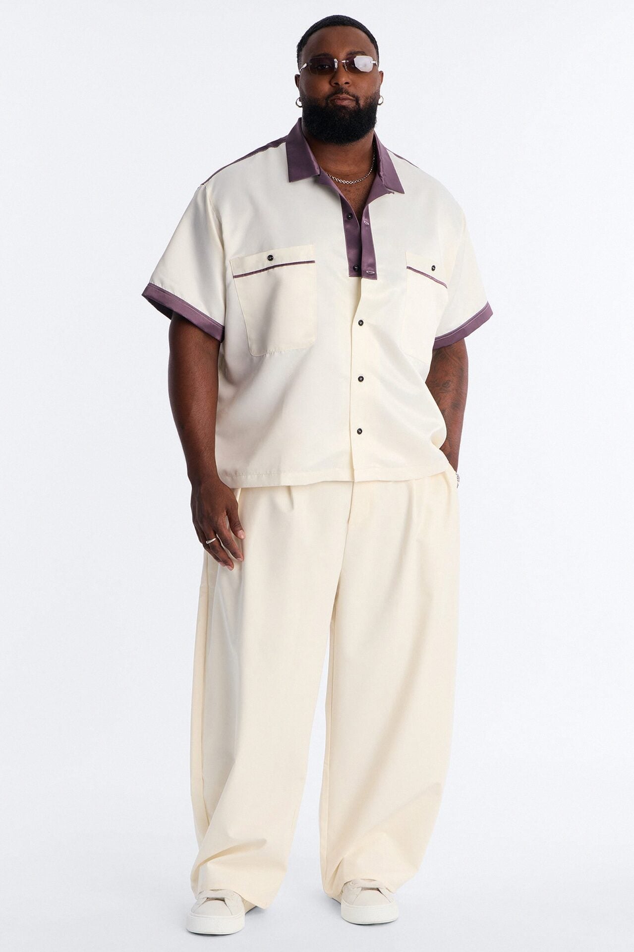 Barrel Bold Flow Trousers - Cream image 1