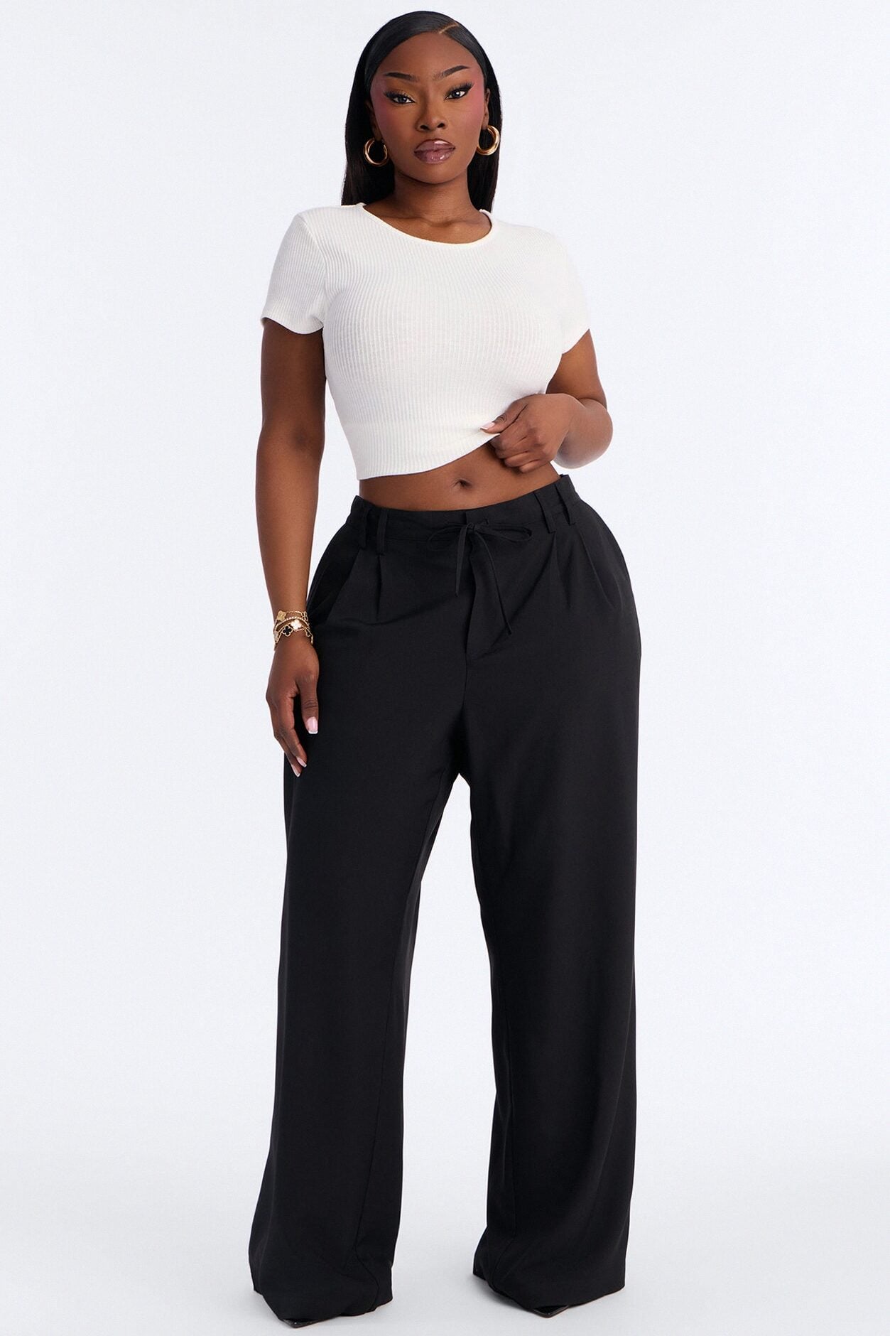 Cami Wide Leg Trouser Pant - Black image 1