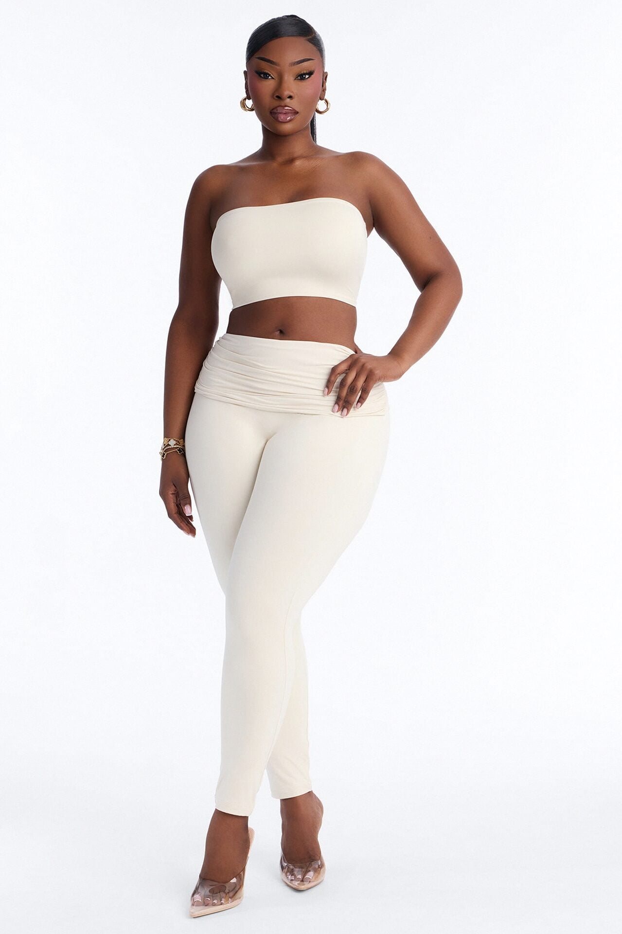 Contour Double Lined Strapless Bandeau Top - Bone image 1