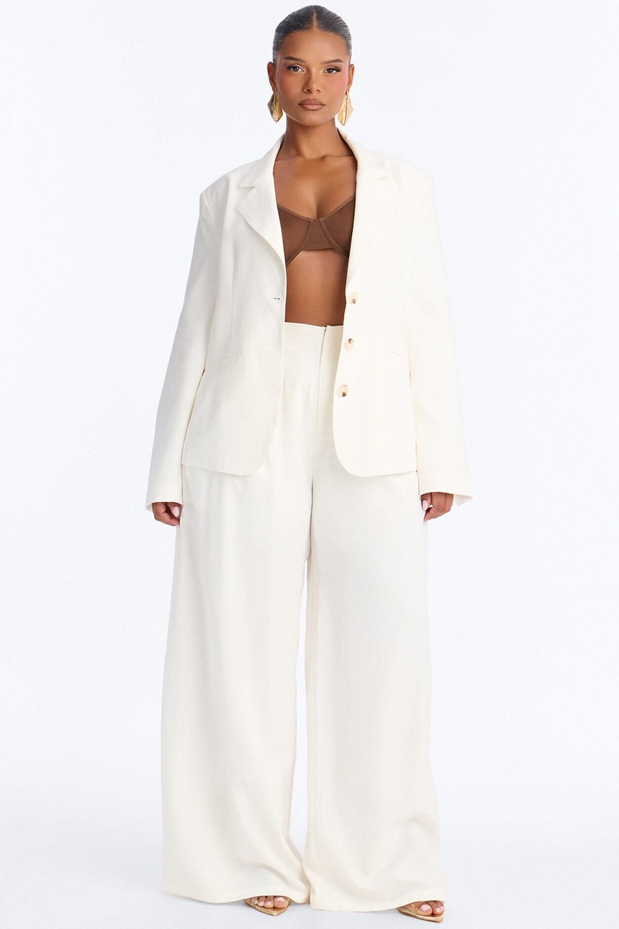 Elyse Linen High Rise Pleated Trousers - White image 1