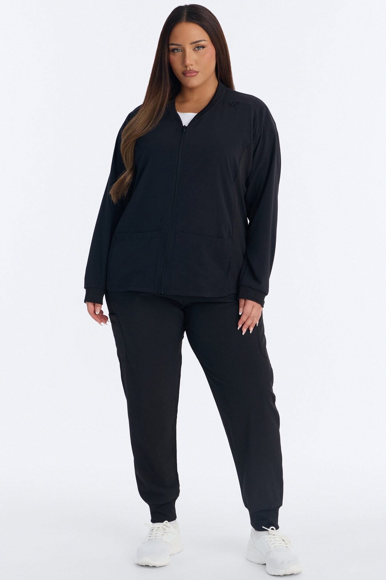 Take Care 4 Way Stretch Scrub Uniform Jacket - Black image 1