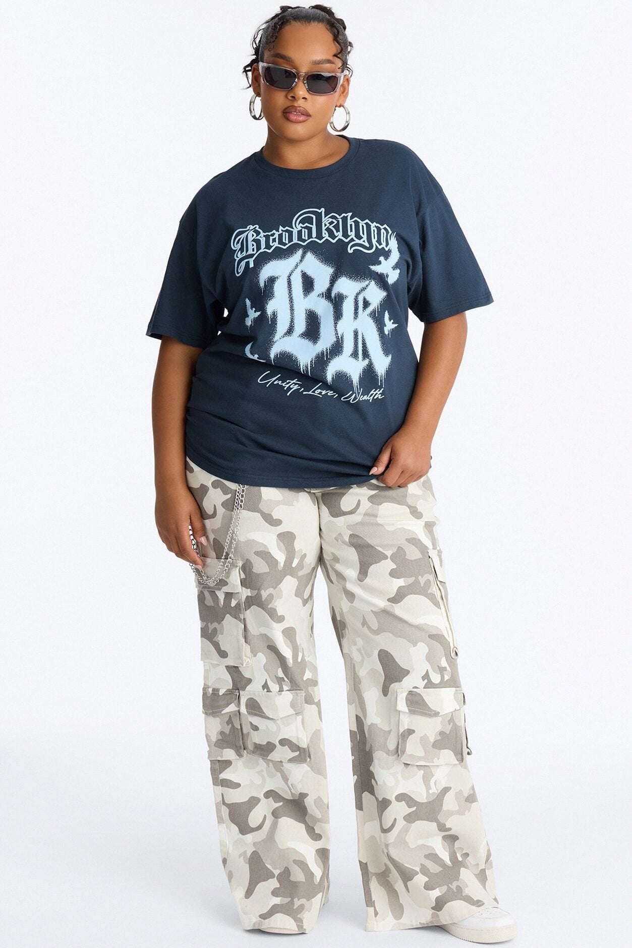 Brooklyn Drip Oversized Washed Tee - Navy image 1