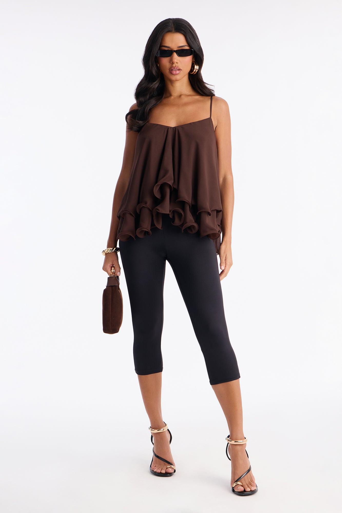 Nadia Ruffle Extreme Ruffle Cami Top - Brown image 6