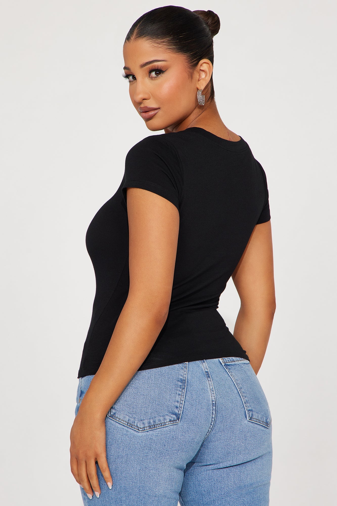 Alyssa Crew Neck Top - Black image 6
