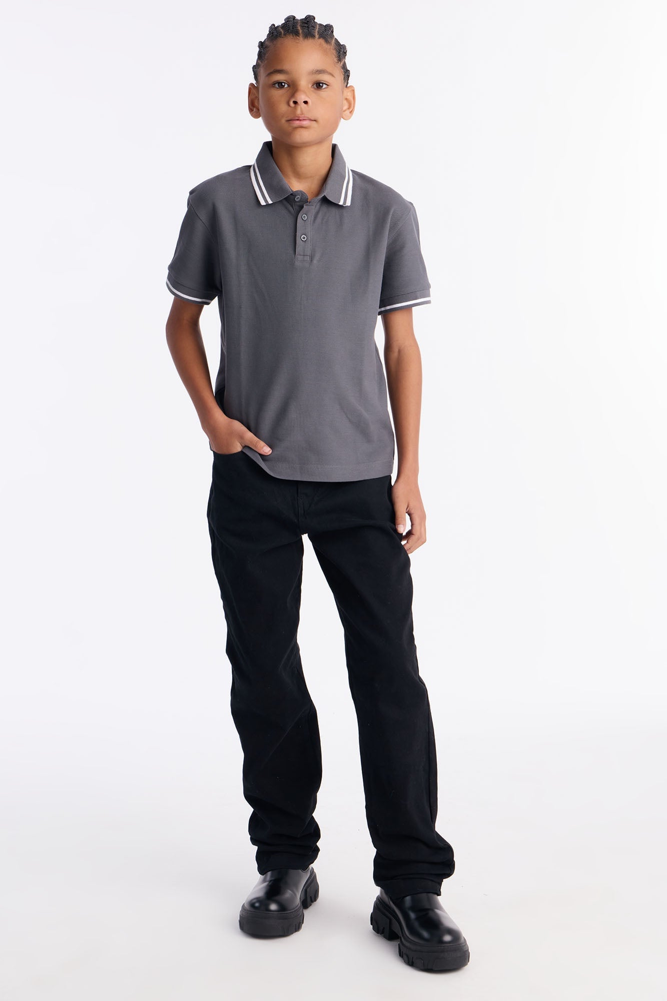 Mini Wilson Short Sleeve Polo - Charcoal image 2