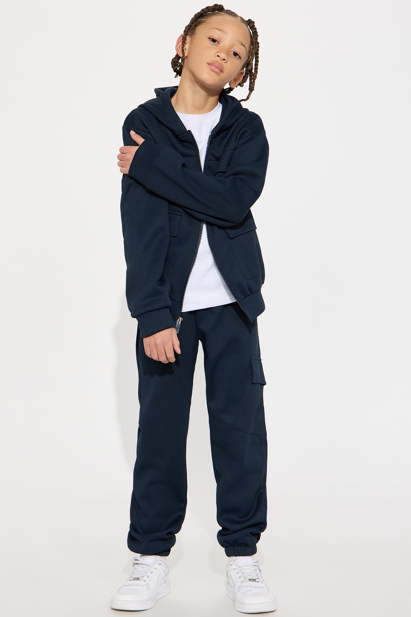 Mini Aiden 2 Piece Cargo Hoodie And Jogger Set - Navy image 1