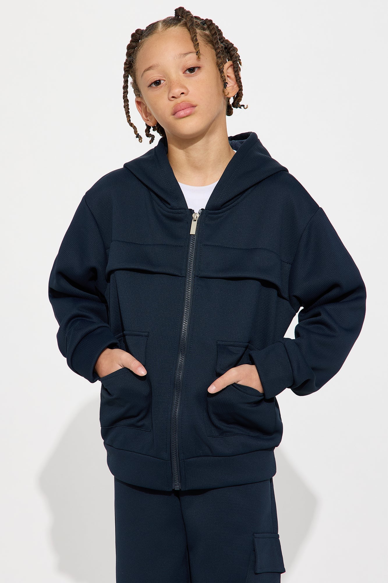 Mini Aiden 2 Piece Cargo Hoodie And Jogger Set - Navy image 3
