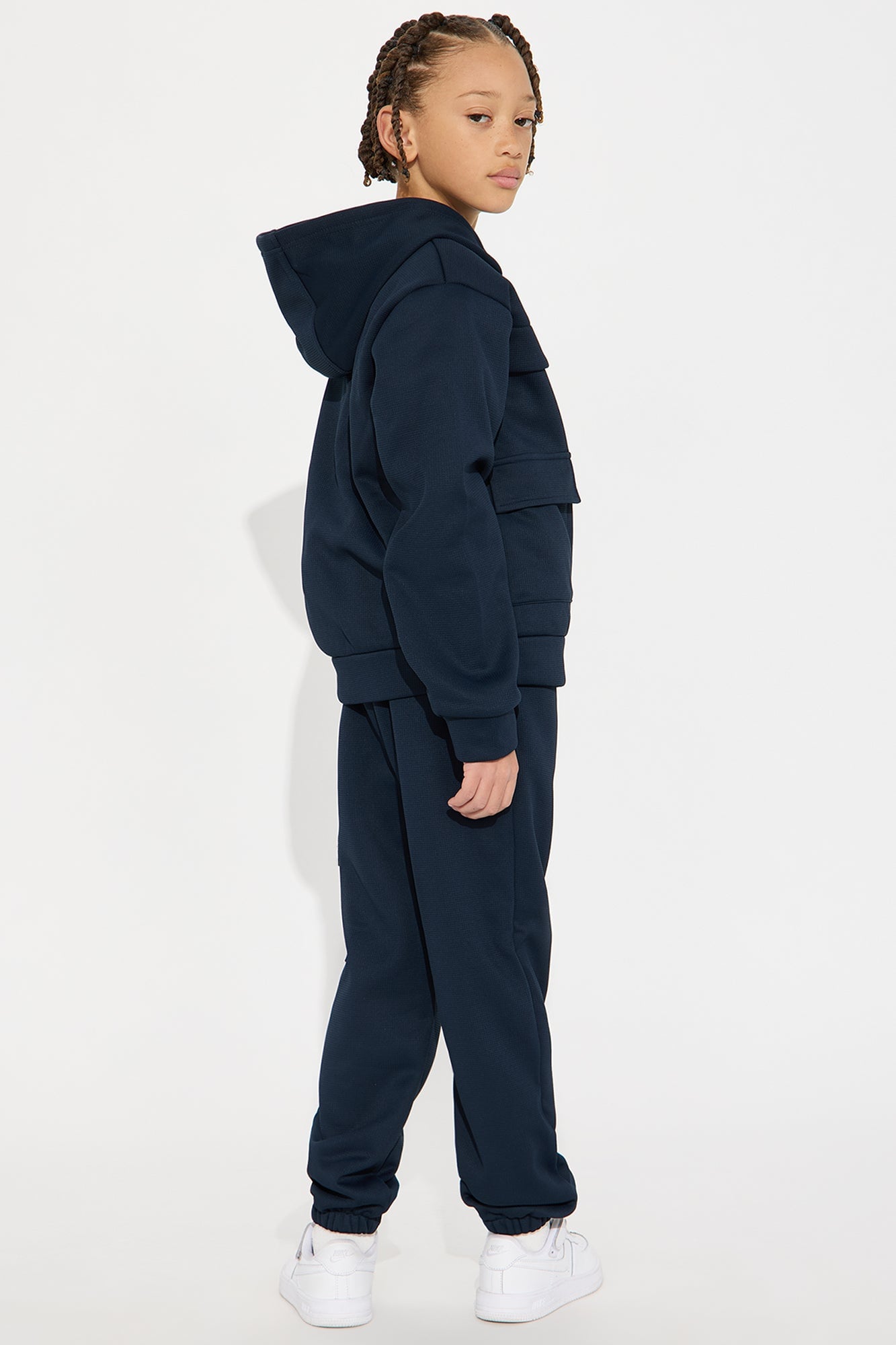 Mini Aiden 2 Piece Cargo Hoodie And Jogger Set - Navy image 4
