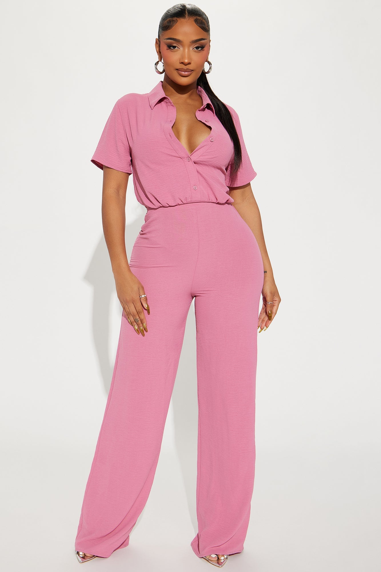 Makenzie Short Sleeve Jumpsuit - Mauve image 4