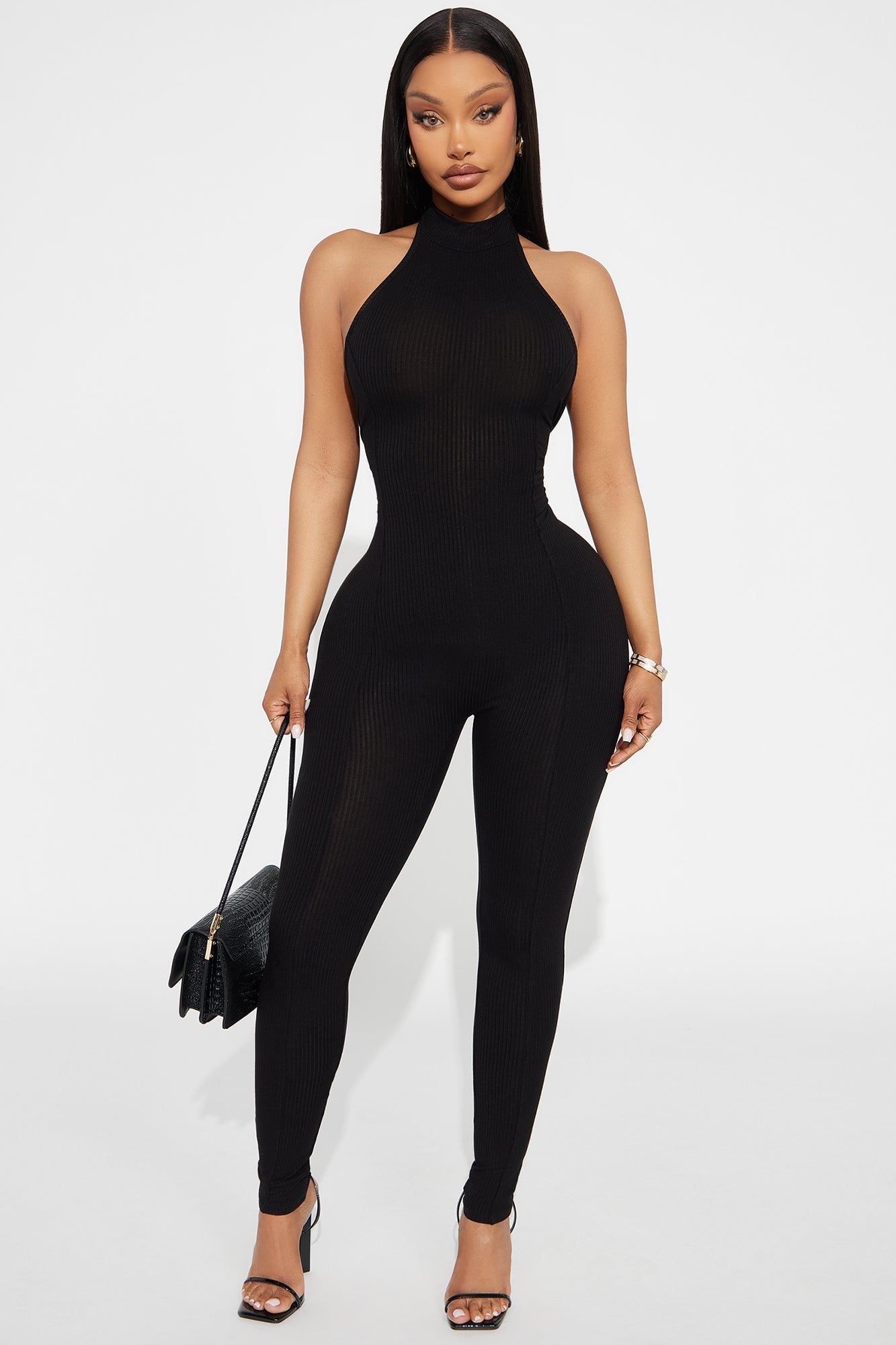 Rubi Ribbed Jumpsuit - Black image 1