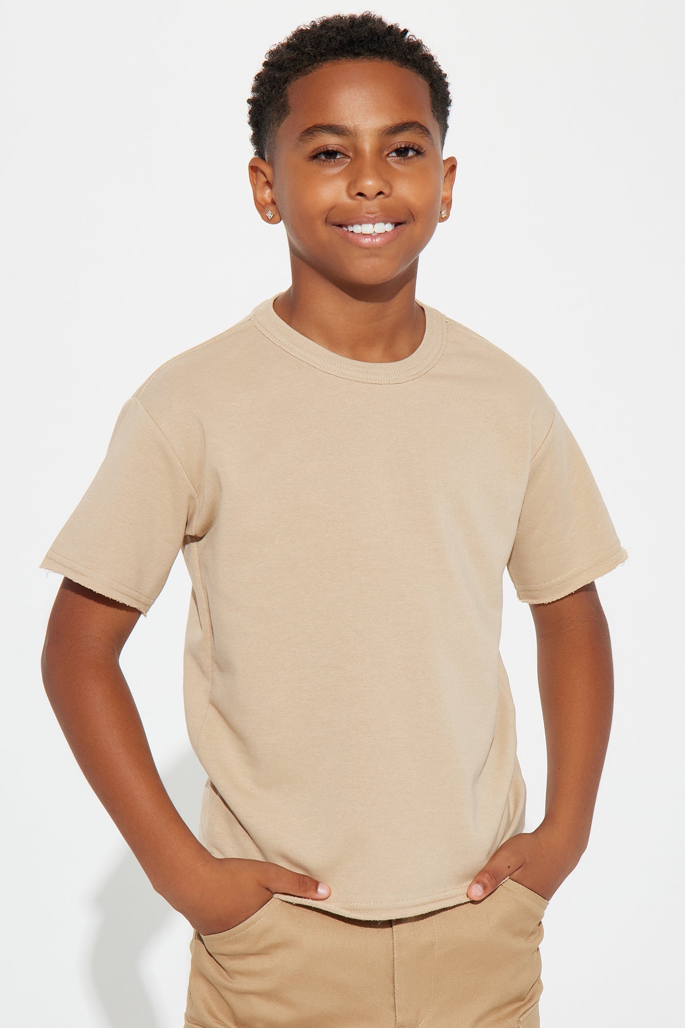 Mini I Like How It Looks Oversized Terry Short Sleeve Tee - Tan image 1