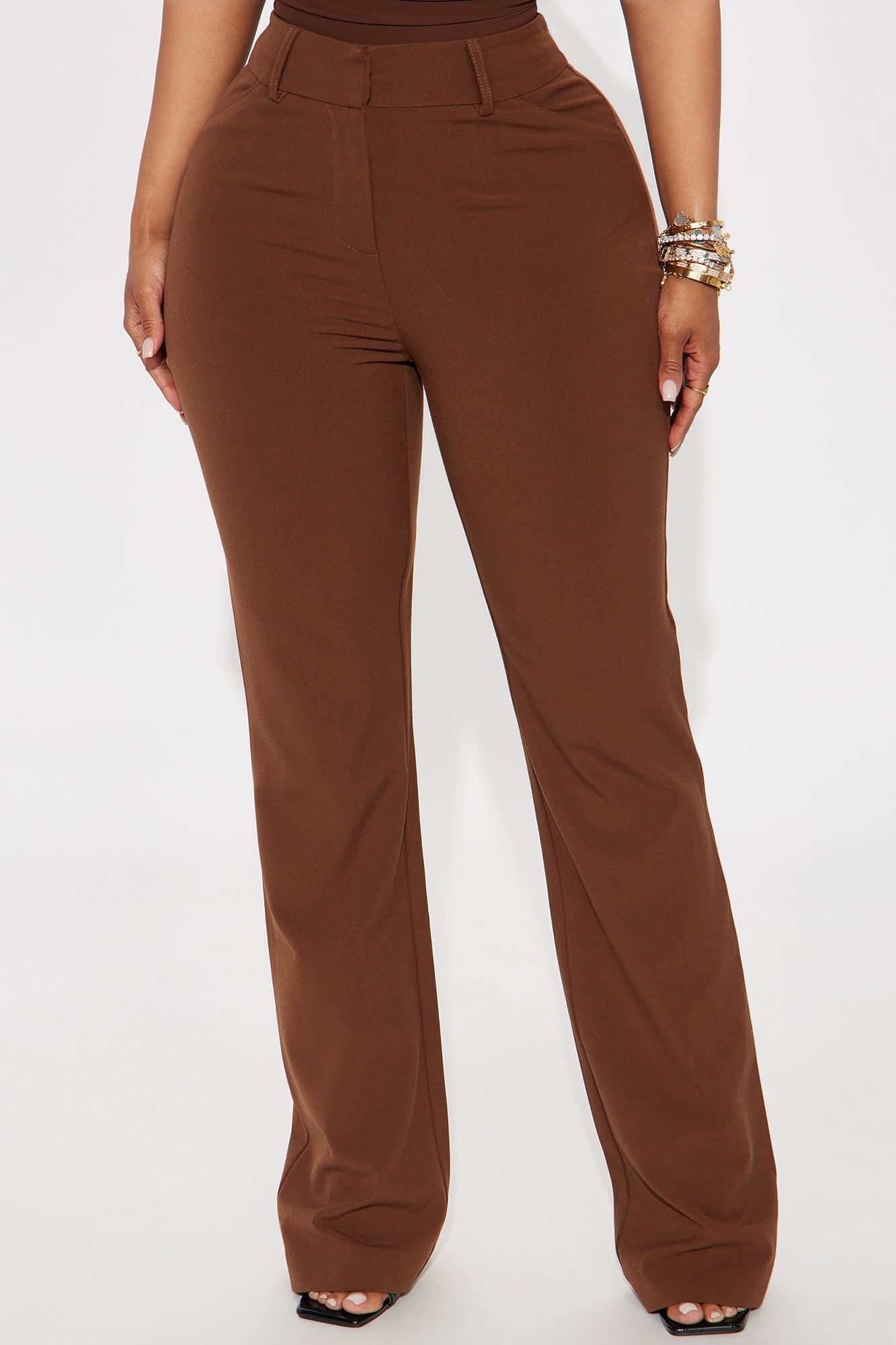 Tasha Dressy High Rise Pants - Brown image 5