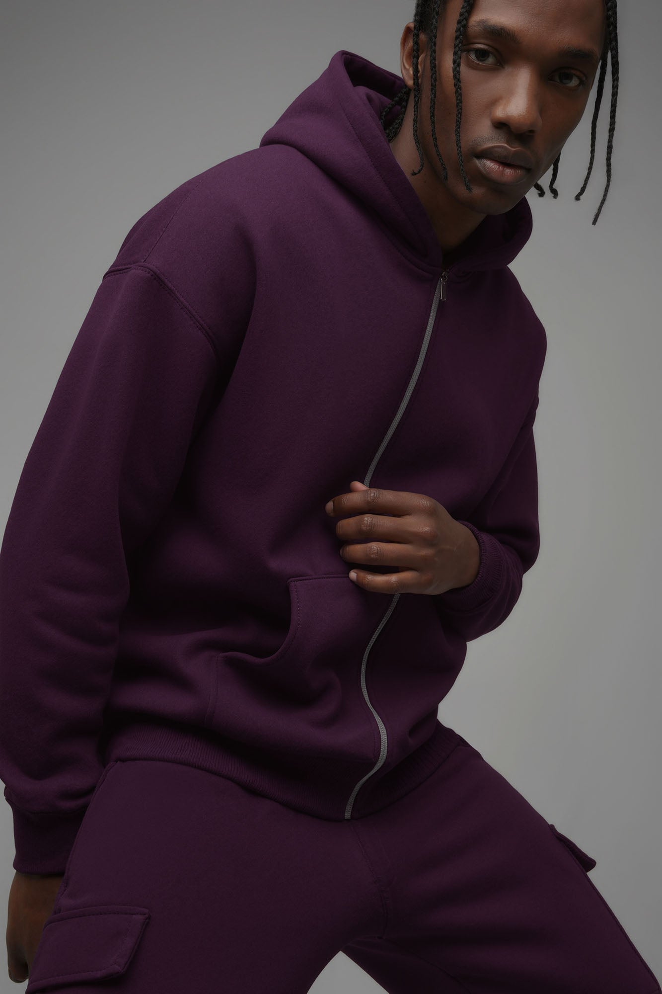 410 Oversized Zip Hoodie - Plum image 1
