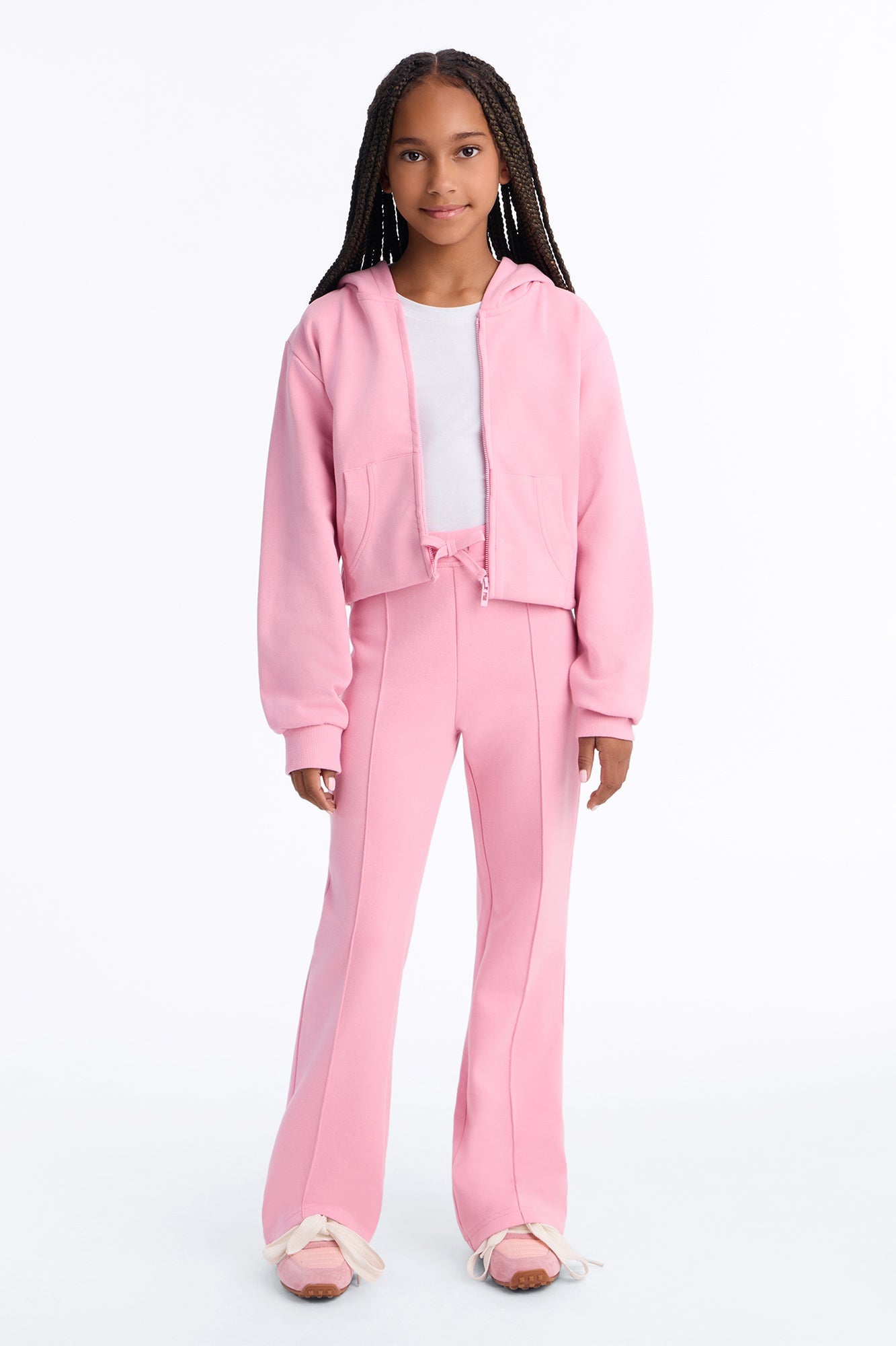 Mini Ready To Go Zip Up Pant Set - Light Pink image 1