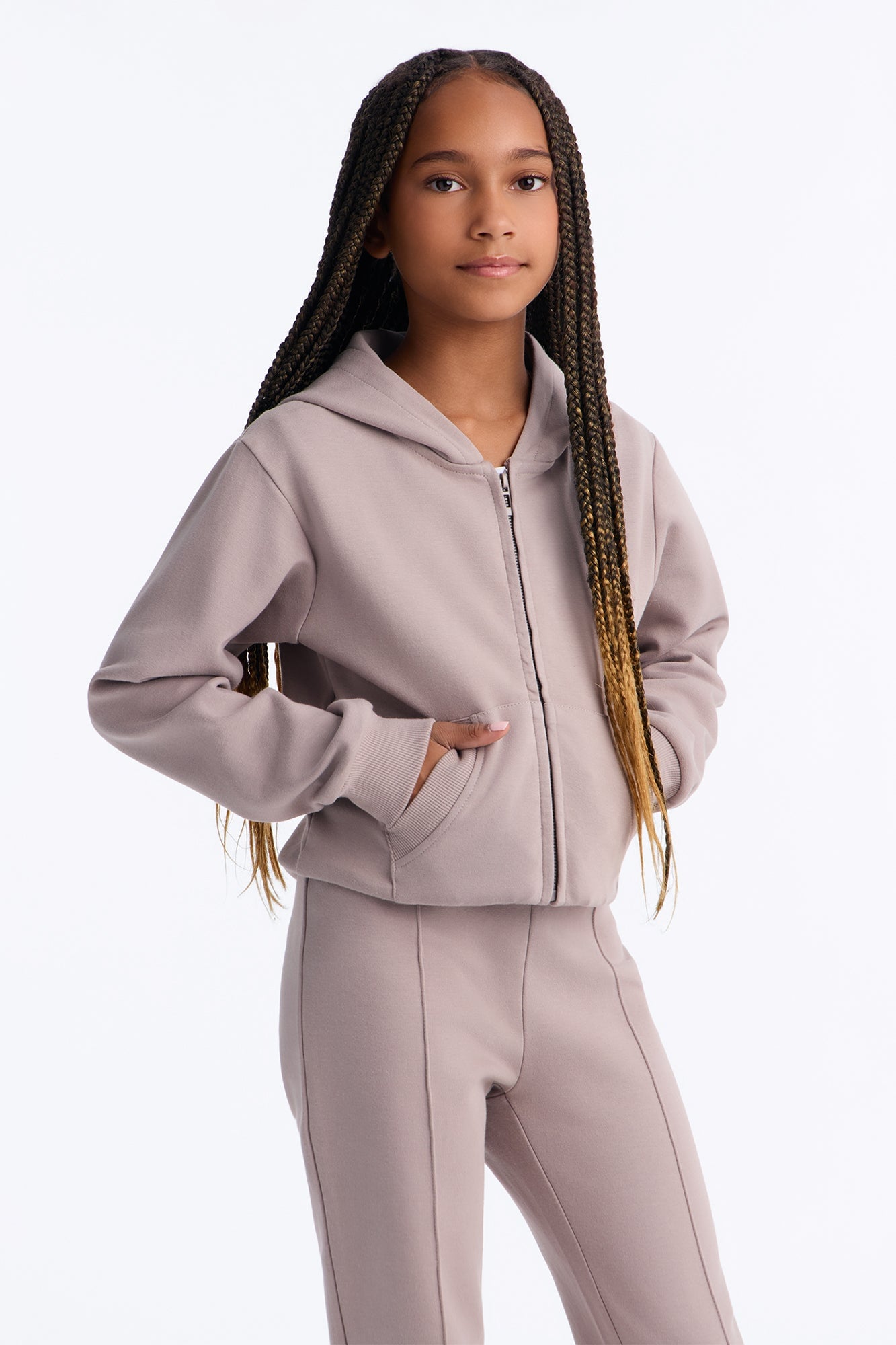 Mini Ready To Go Zip Up Pant Set - Taupe image 2