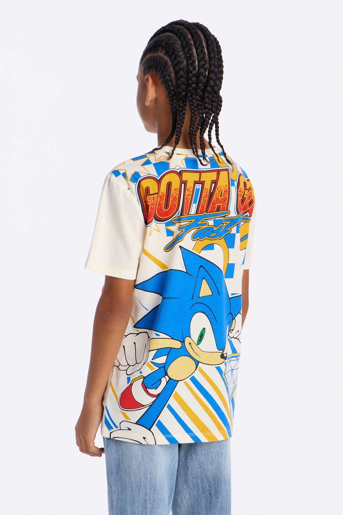 Mini Sonic Gotta Go Fast Oversized Front/Back Short Sleeve Tee - Ivory image 5