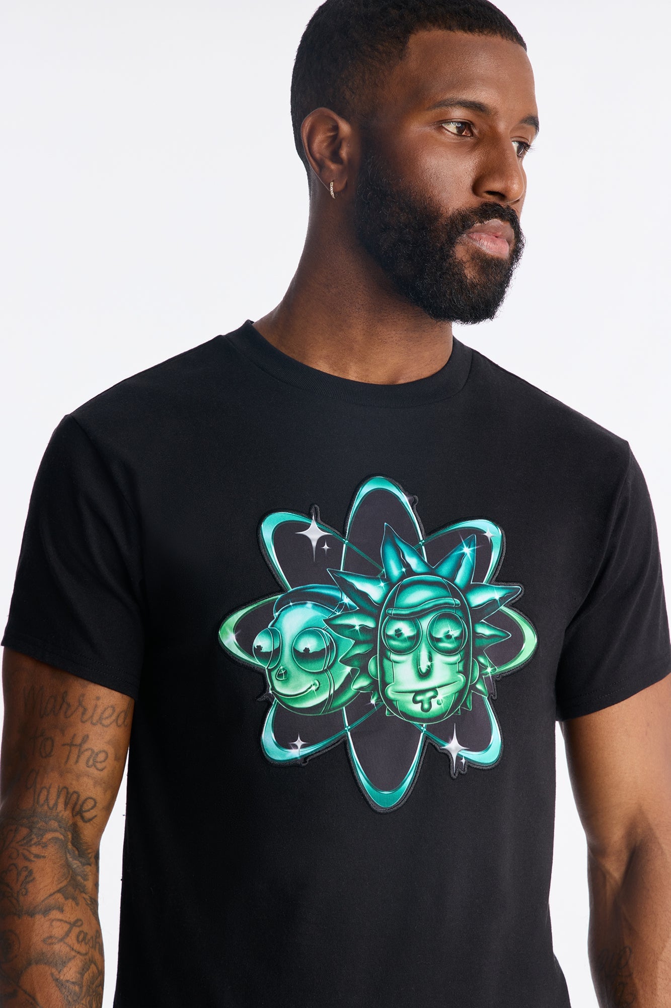 Rick And Morty Embroidered Short Sleeve Tee - Black image 6