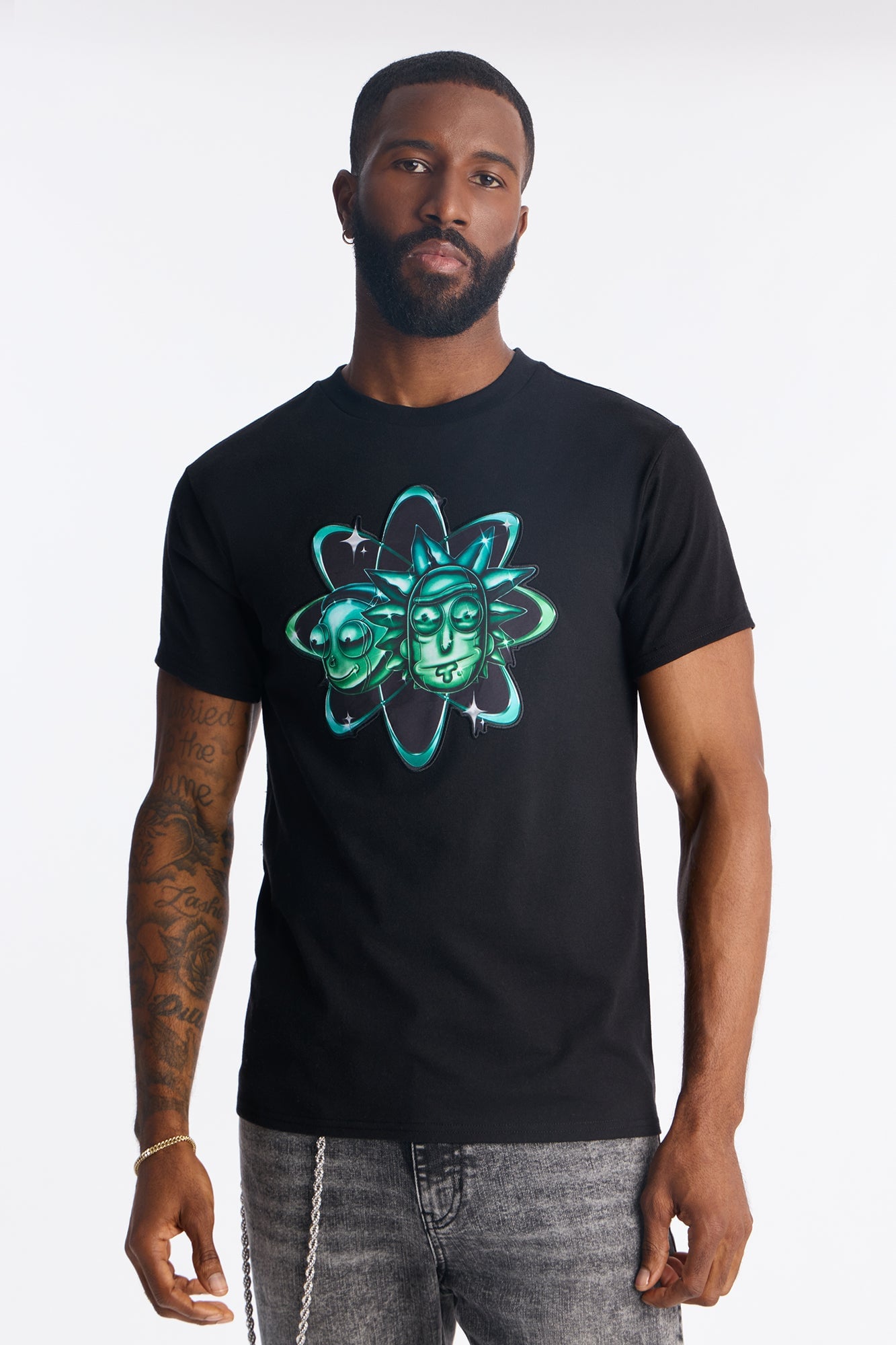 Rick And Morty Embroidered Short Sleeve Tee - Black image 4