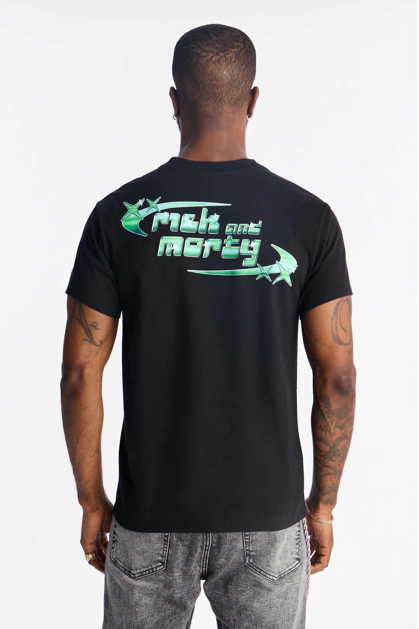 Rick And Morty Embroidered Short Sleeve Tee - Black image 7