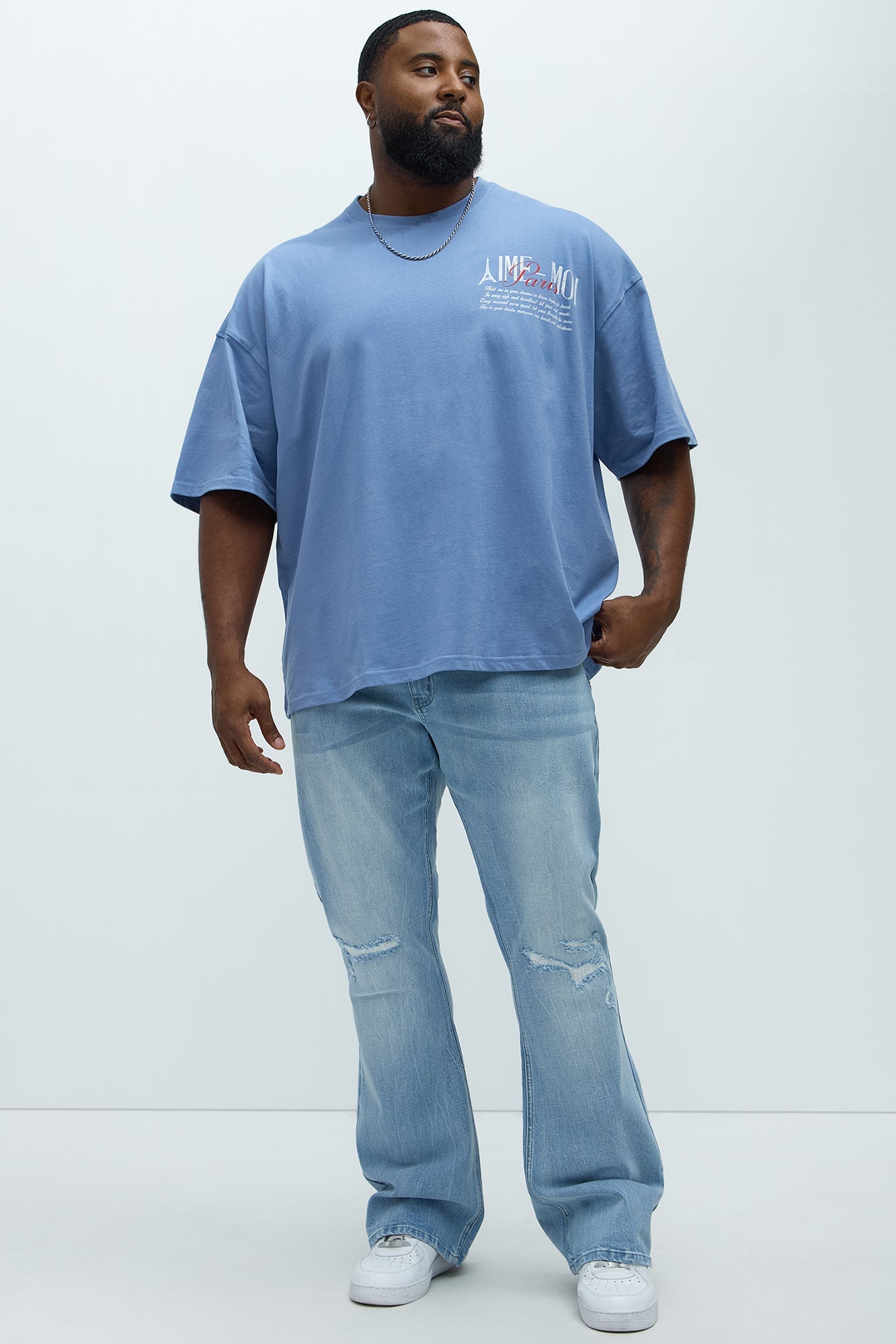 Aime Forever Oversized Short Sleeve Tee - Slate Blue image 4