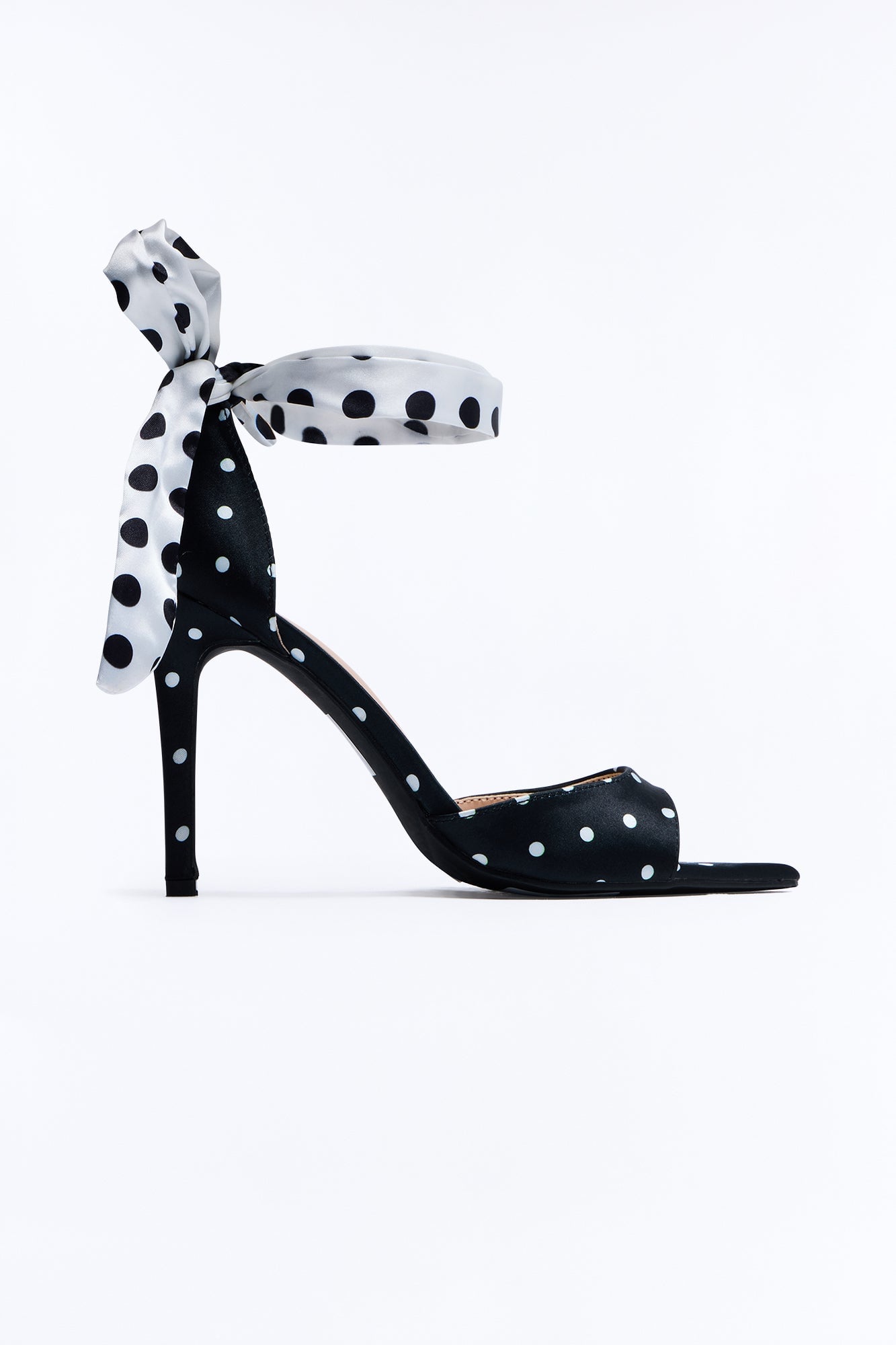 Lunetta Satin Polka Dot Heels - Black/White image 2