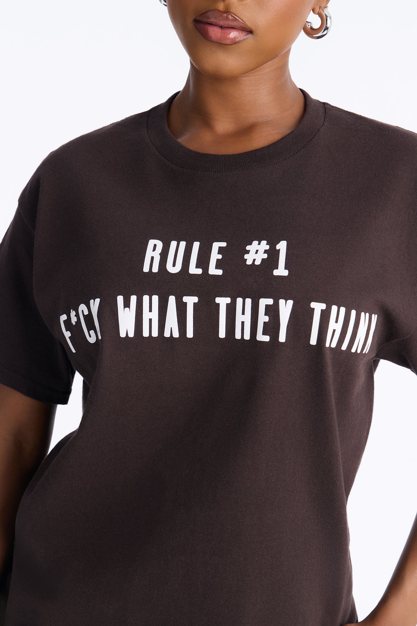 Fck What They Think Graphic Tee - Chocolate image 6