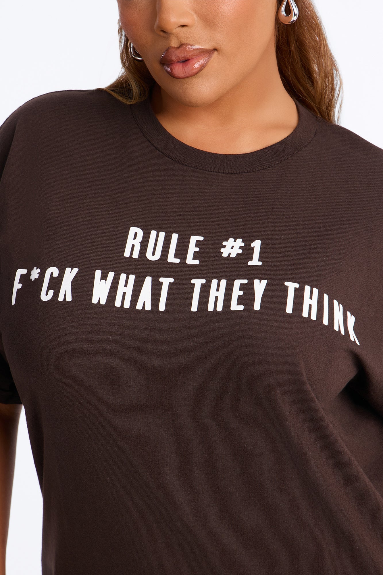 Fck What They Think Graphic Tee - Chocolate image 3