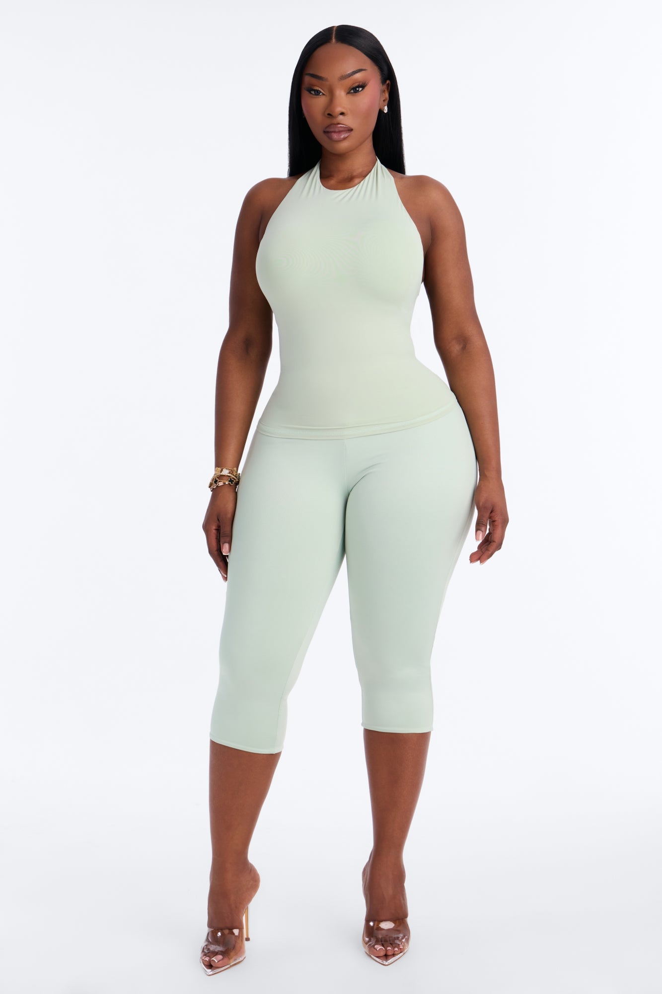 Second Skin Bra Pad Sleeveless Halter Top - Mint image 2