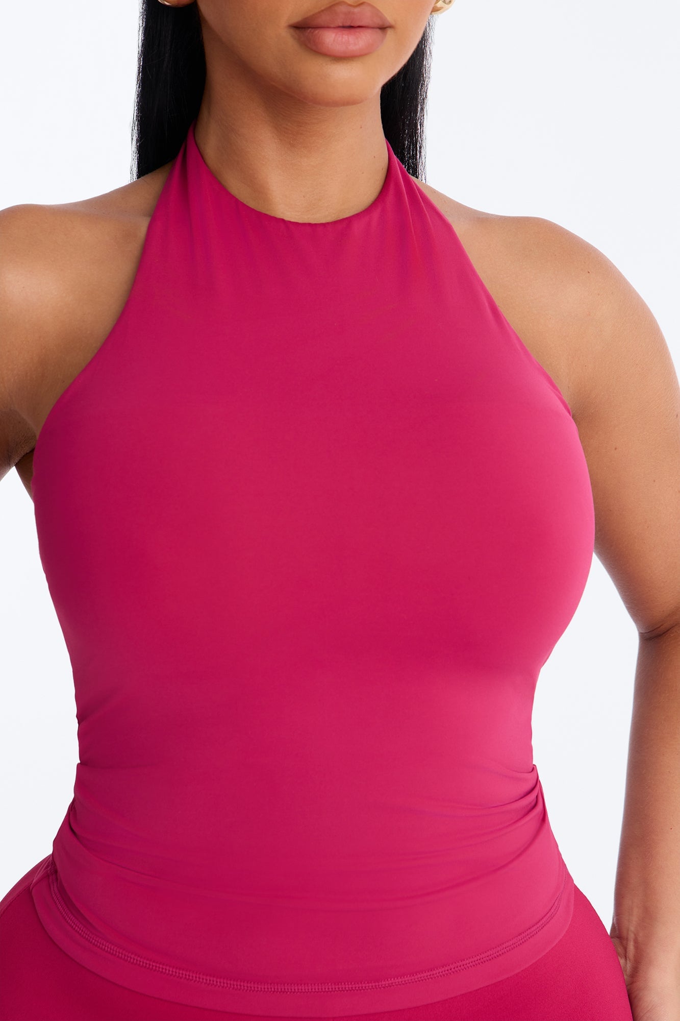 Second Skin Bra Pad Sleeveless Halter Top - Raspberry image 7
