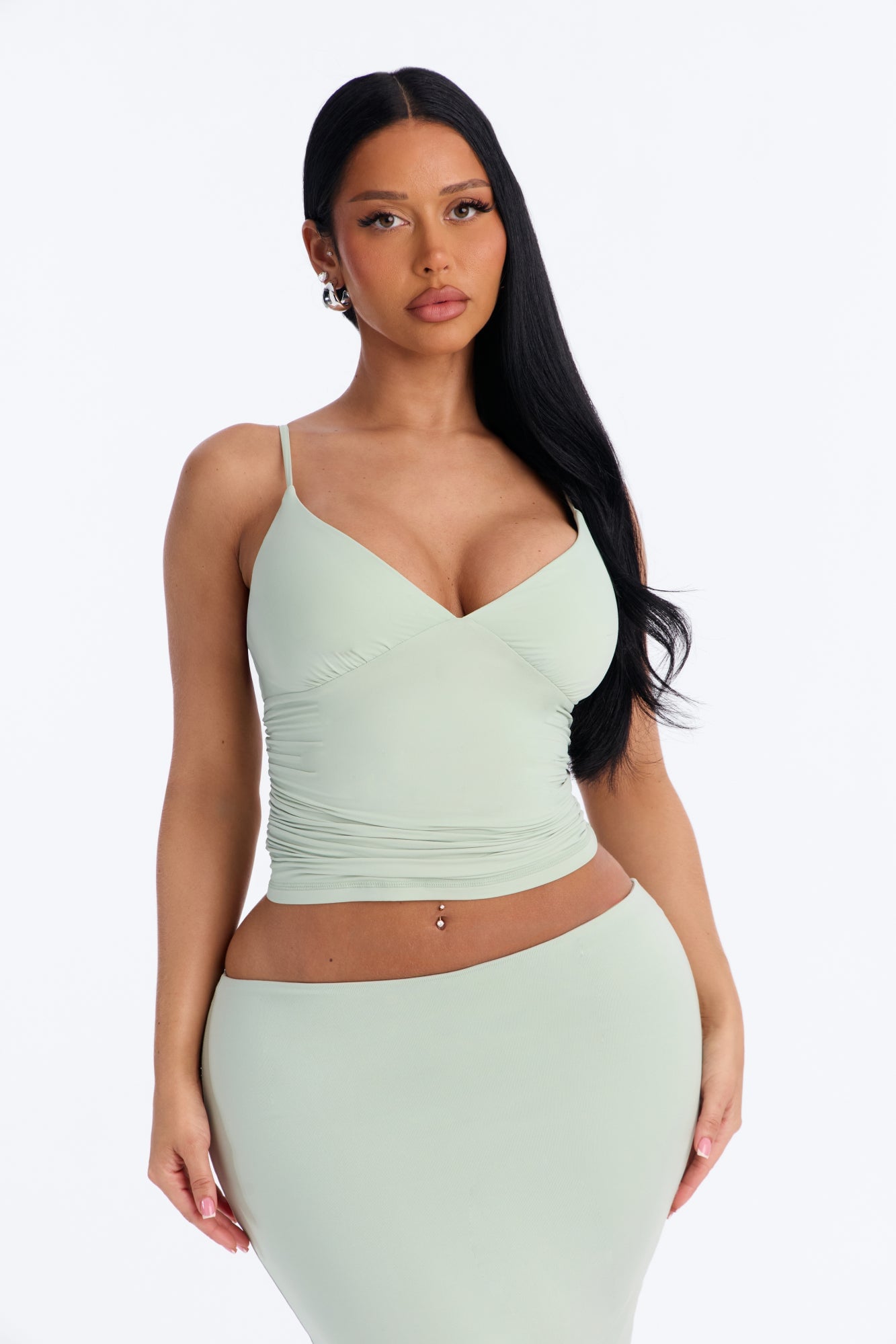 Second Skin Bra Pad V Neck Cami - Mint image 5