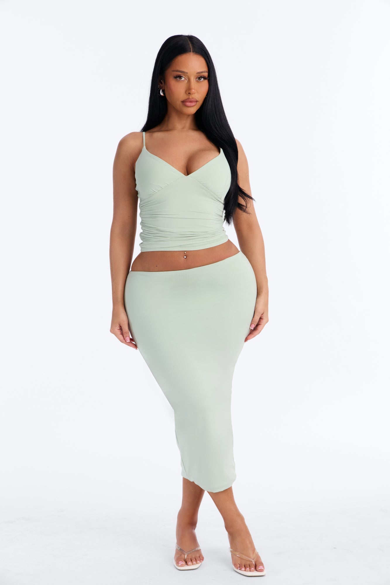 Second Skin Bra Pad V Neck Cami - Mint image 6