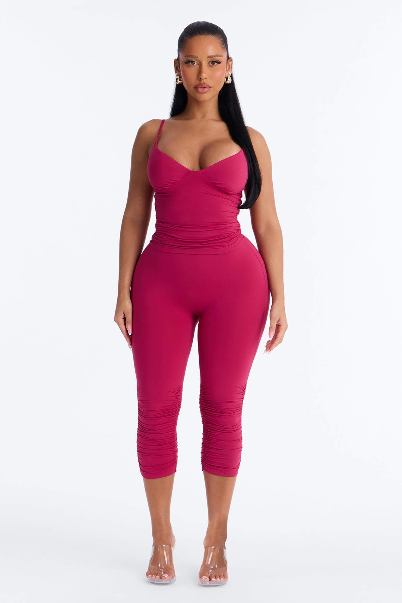 Second Skin Bra Pad V Neck Cami - Raspberry image 6
