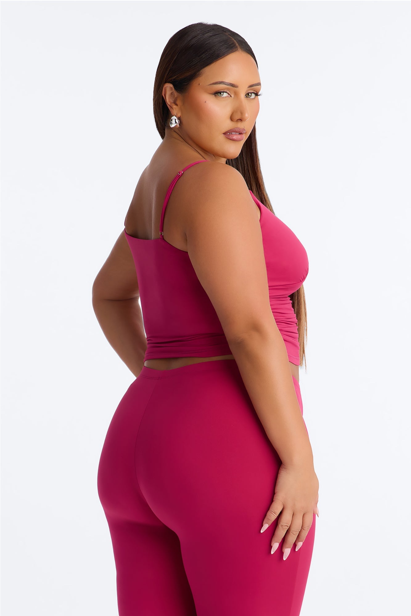 Second Skin Bra Pad V Neck Cami - Raspberry image 4