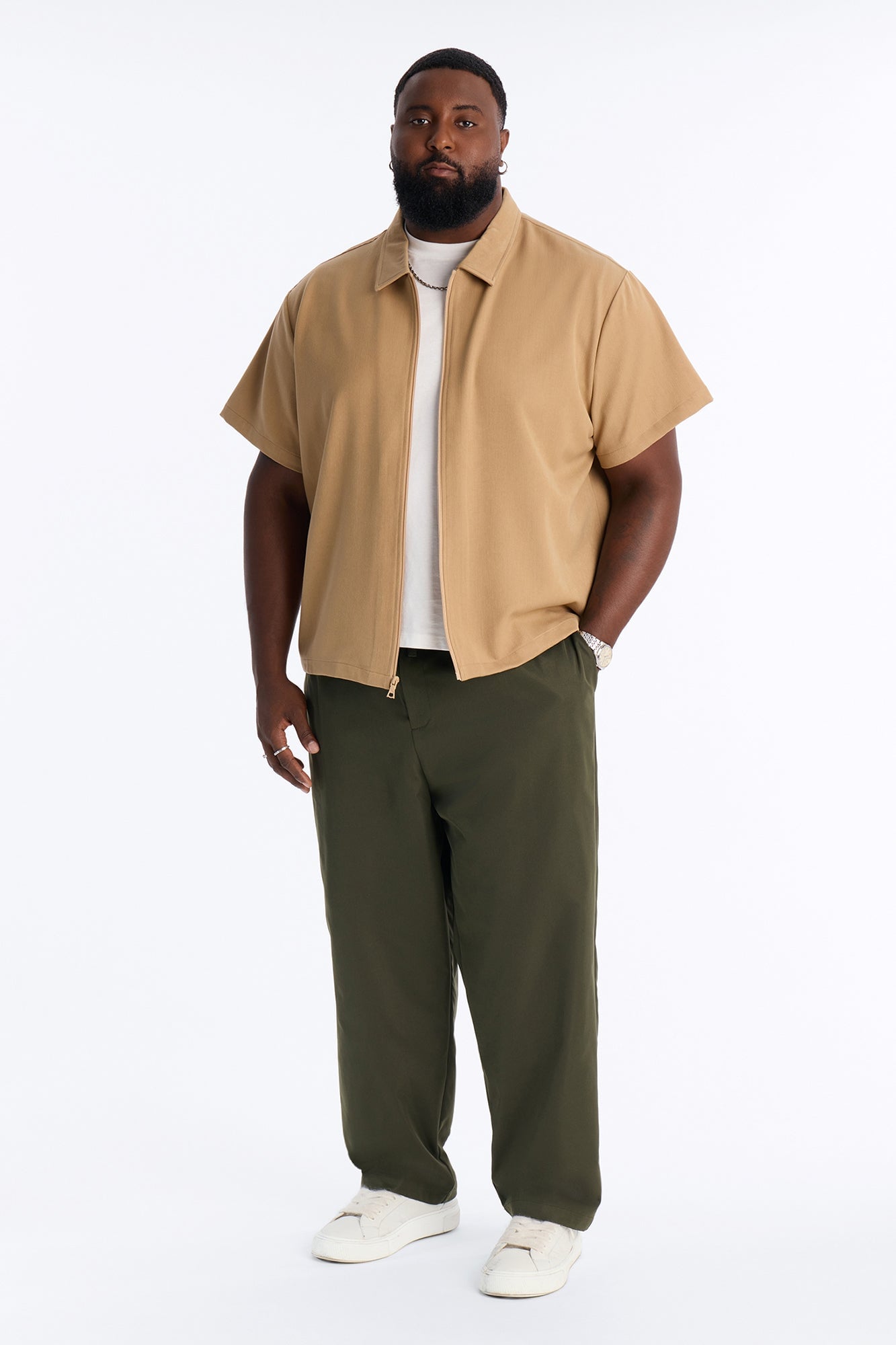 Nelson Pleated Hybrid Relaxed Pant - Olive image 1