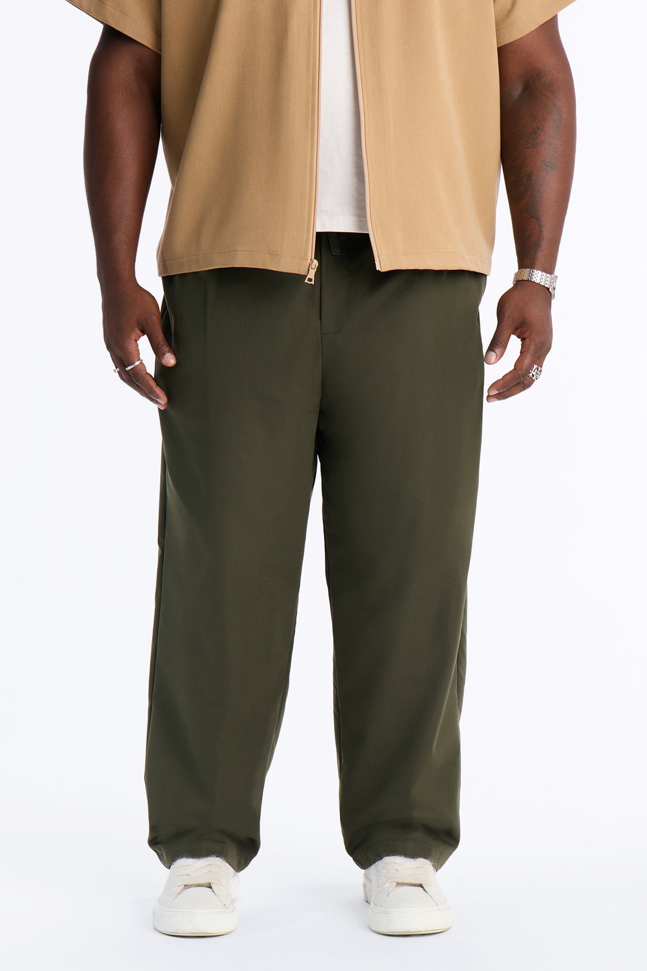 Nelson Pleated Hybrid Relaxed Pant - Olive image 2