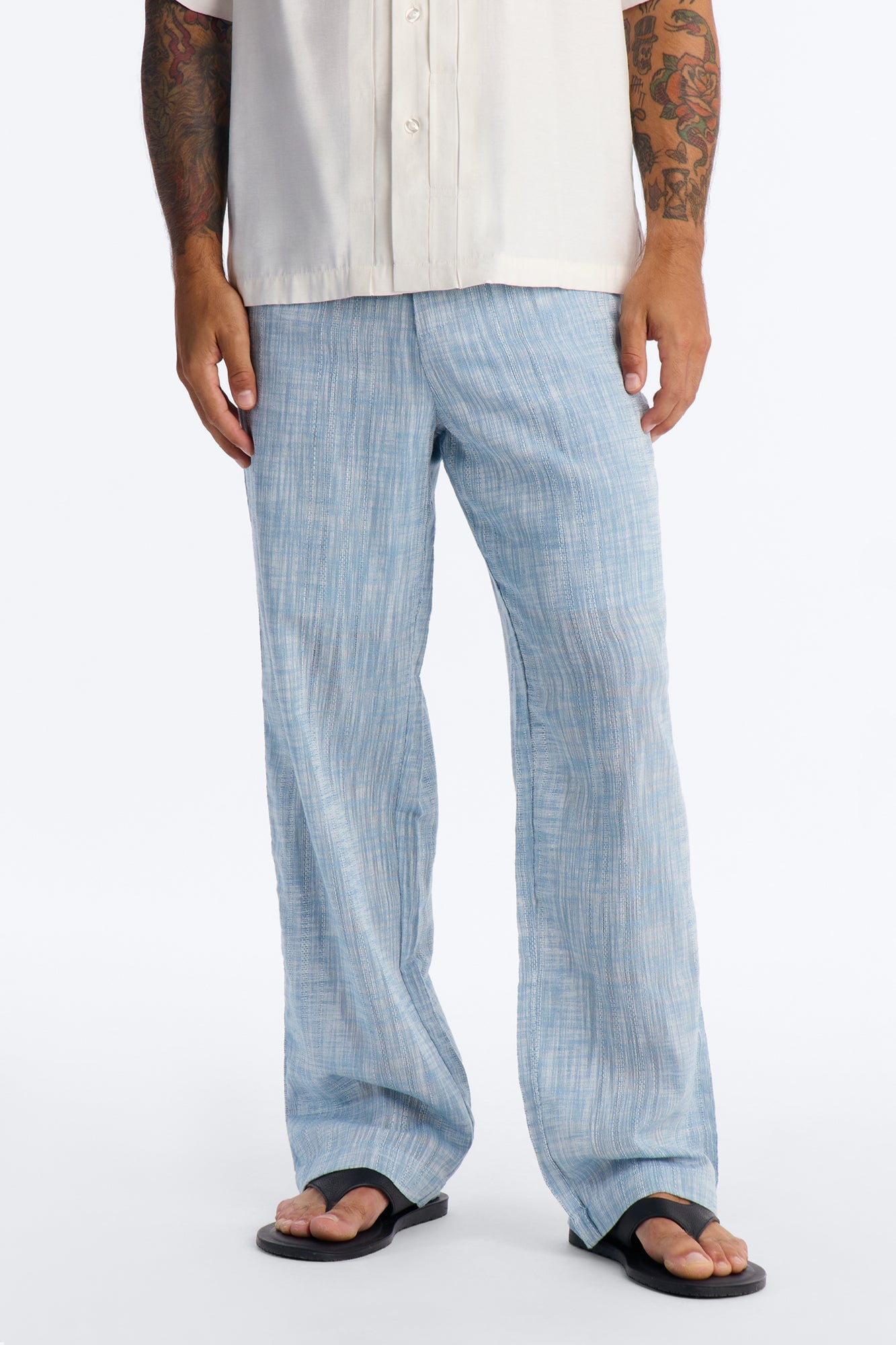 Slub Texture Relaxed Pant - Blue image 6
