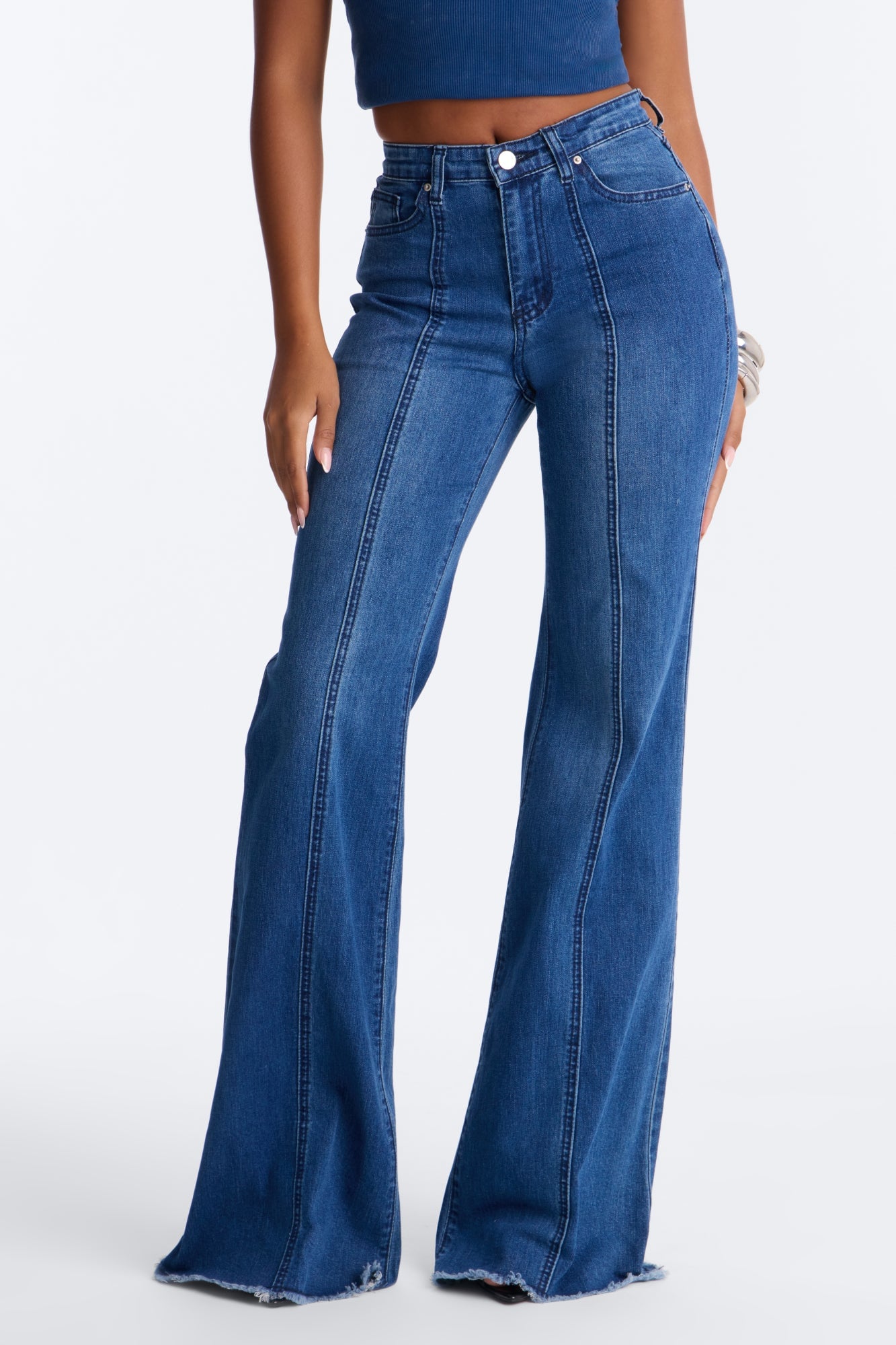 Innocently High Rise Stretch Flare Jeans - Dark Wash image 5
