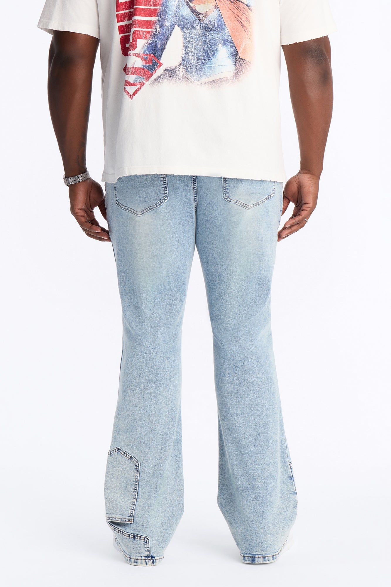 Stacked Skinny Flare Outlaw Hem Jean - Light Wash image 3